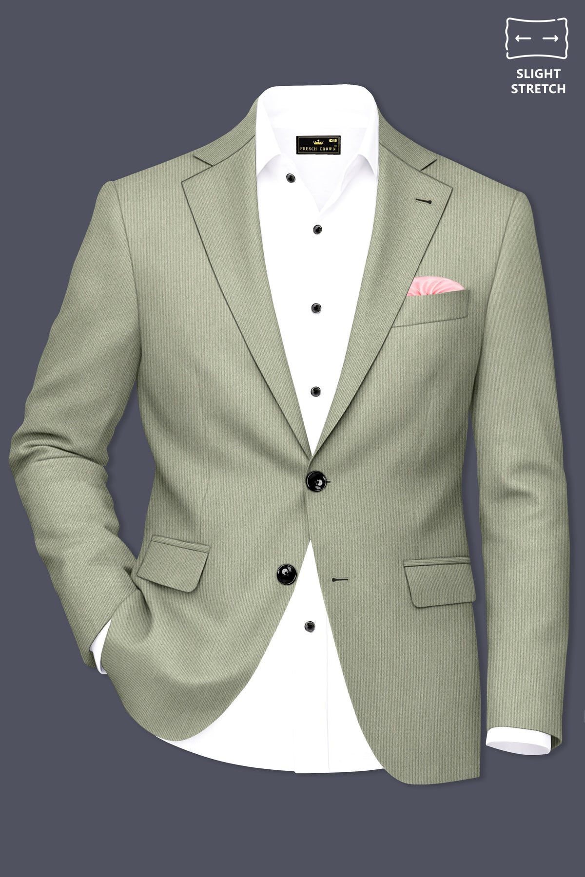Elysian-Sage Green Diamond Textured Wool Rich Slight Stretch Single Breasted Suit