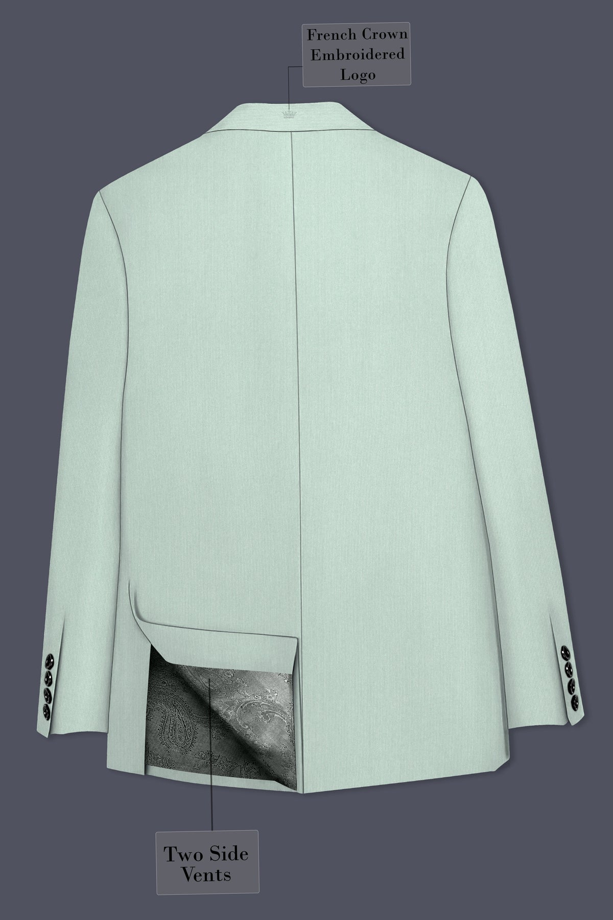 Viridis-Pumice Green Diamond Textured Wool Rich Slight Stretch Single Breasted Suit
