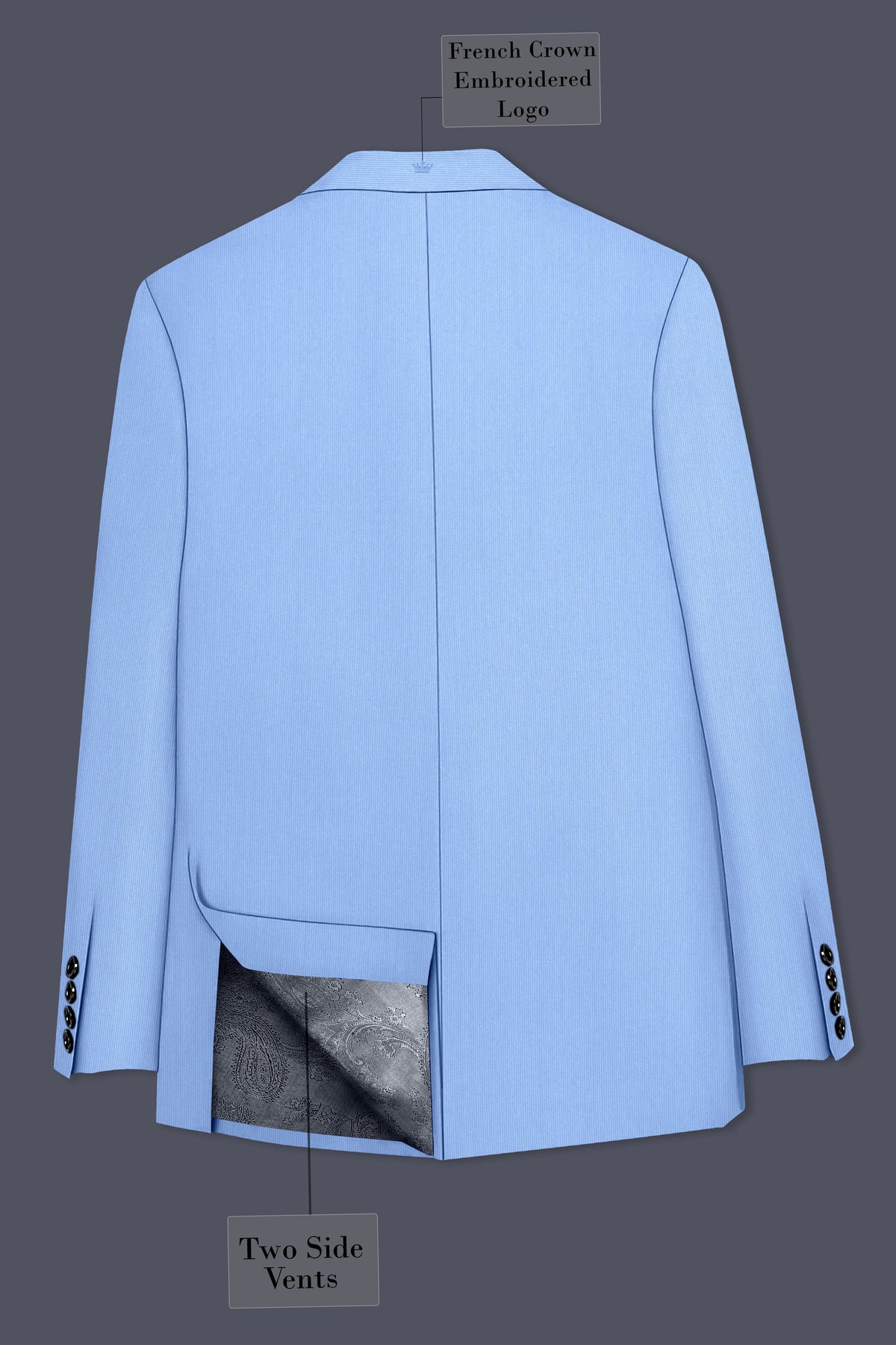 Cobalt-Jordy Blue Diamond Textured Wool Rich Slight Stretch Single Breasted Suit