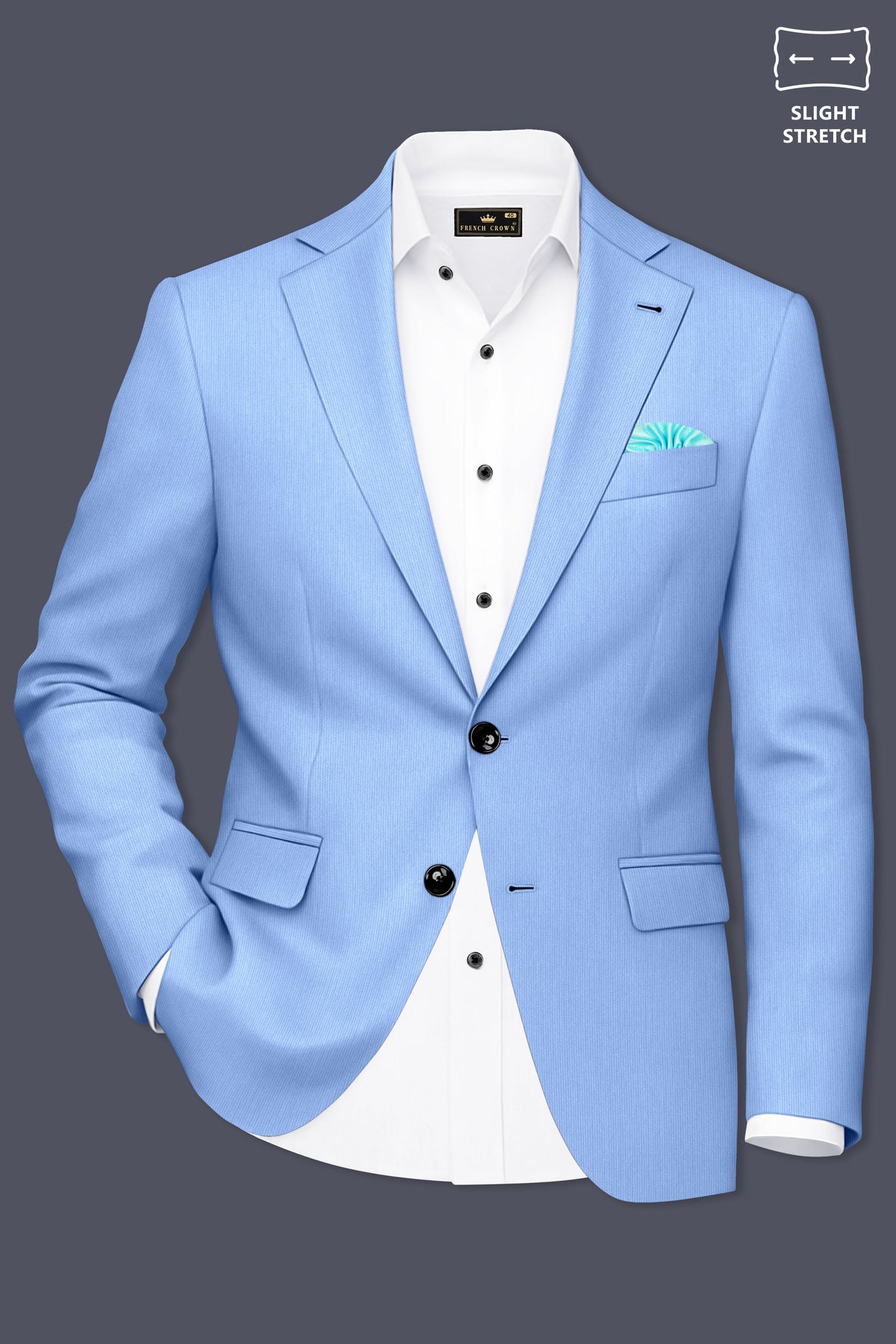 Cobalt-Jordy Blue Diamond Textured Wool Rich Slight Stretch Single Breasted Suit
