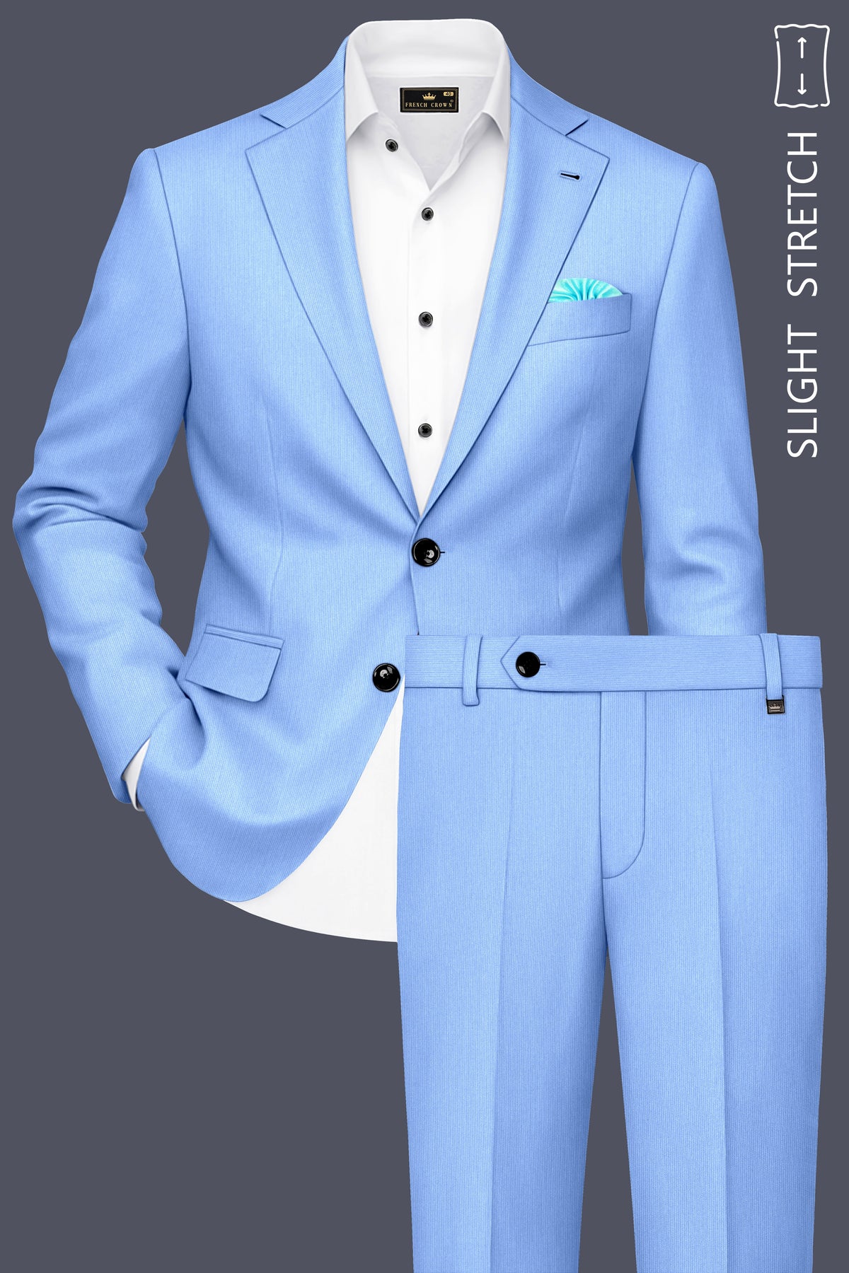 Cobalt-Jordy Blue Diamond Textured Wool Rich Slight Stretch Single Breasted Suit