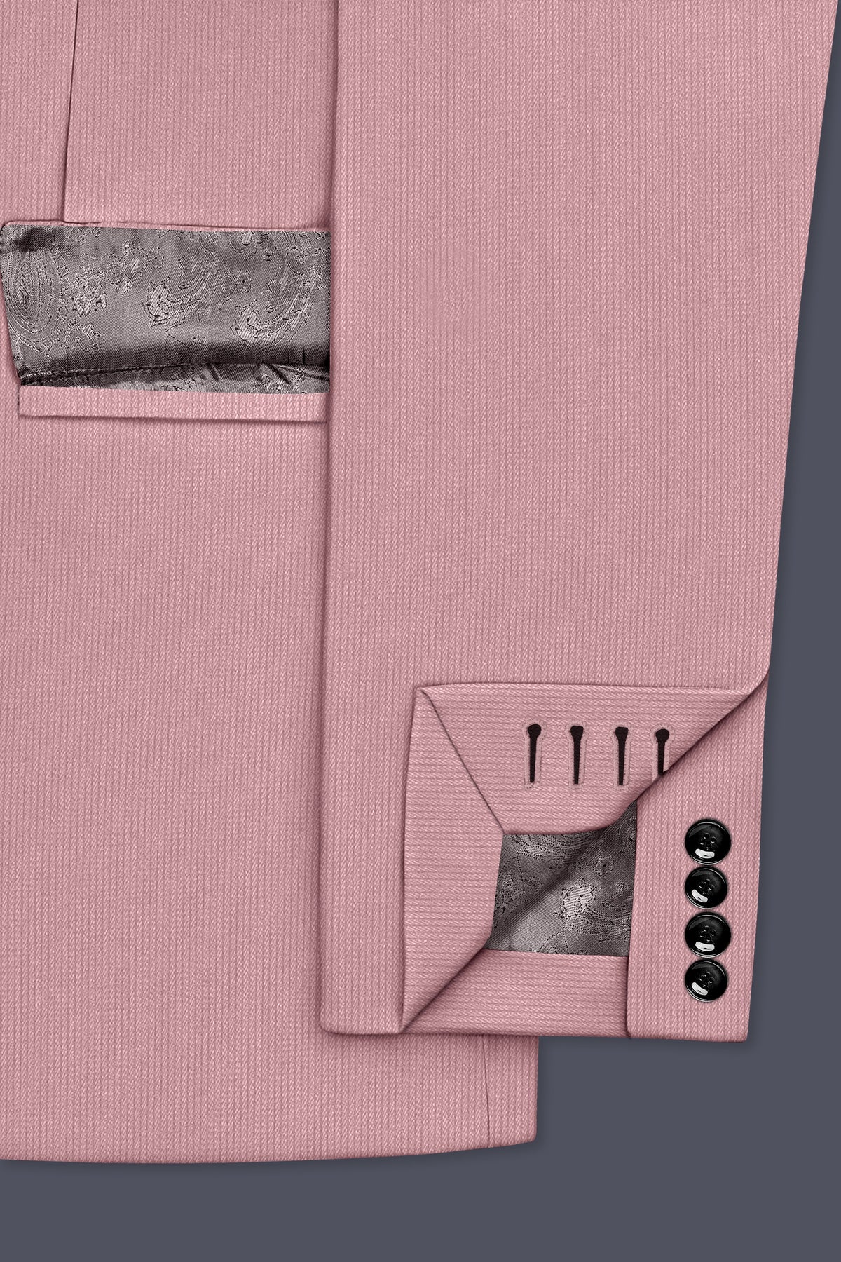 Isadora-Careys Pink Diamond Textured Wool Rich Slight Stretch Single Breasted Suit