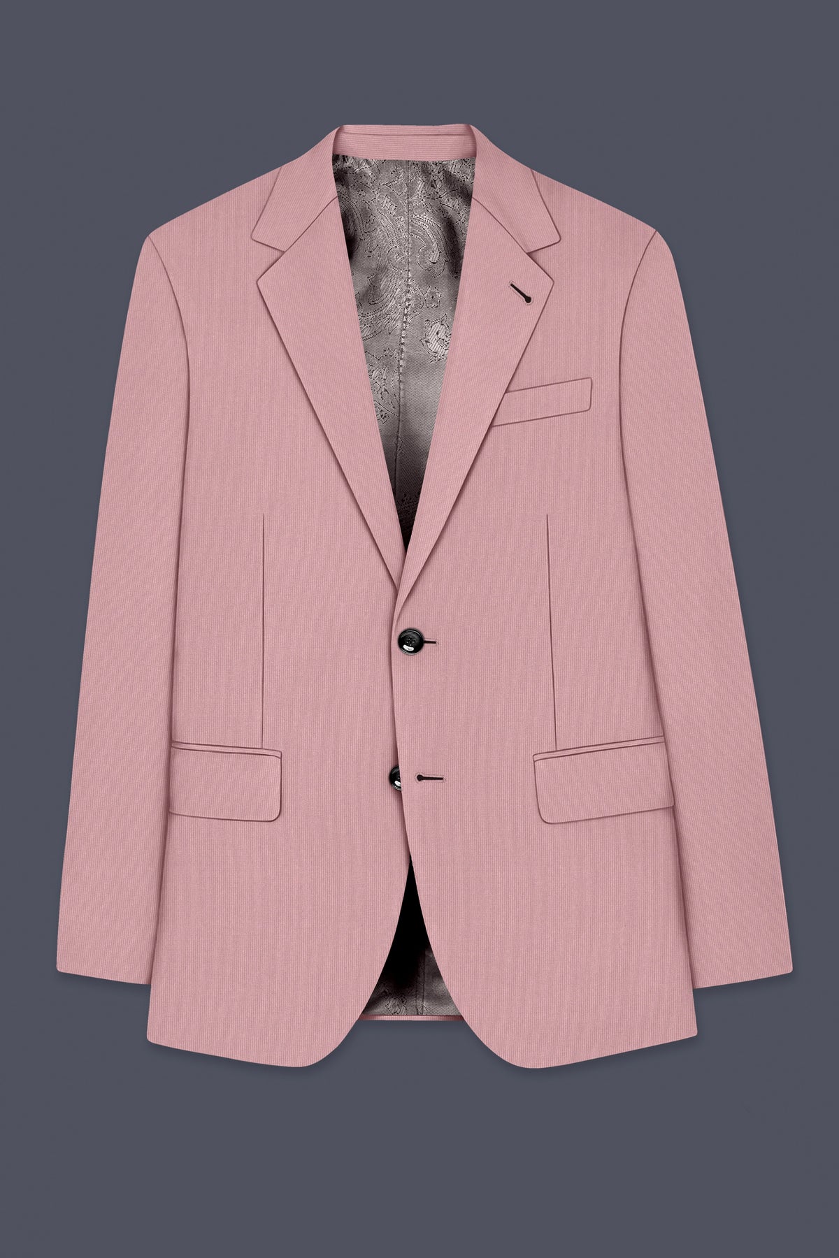 Isadora-Careys Pink Diamond Textured Wool Rich Slight Stretch Single Breasted Suit