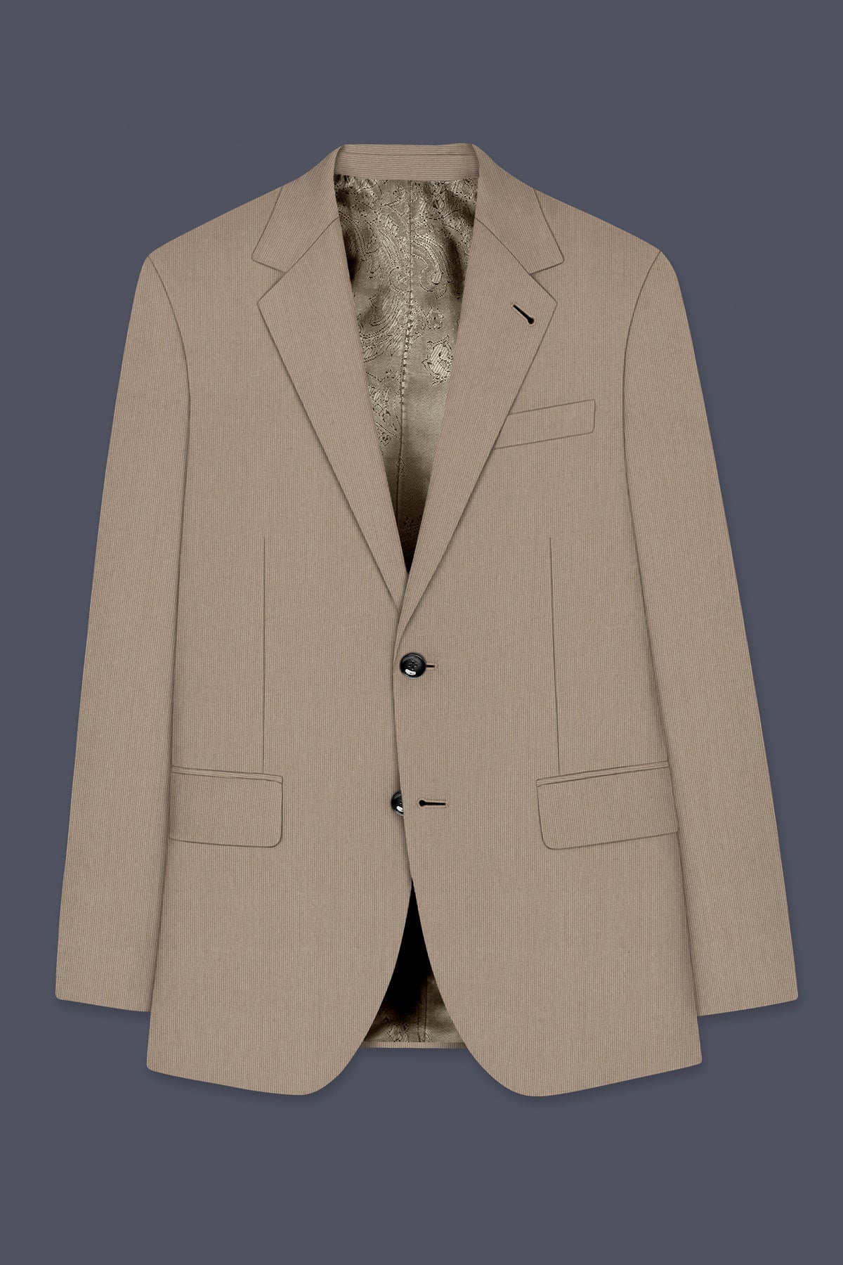 Terran-Sandrift Brown Diamond Textured Wool Rich Slight Stretch Single Breasted Suit