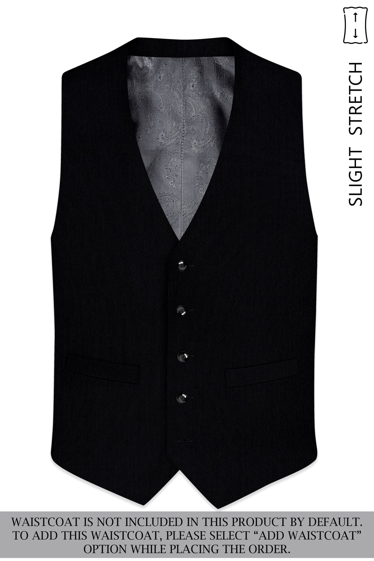 Onyx-Jade Black Diamond Textured Wool Rich Slight Stretch Single Breasted Suit