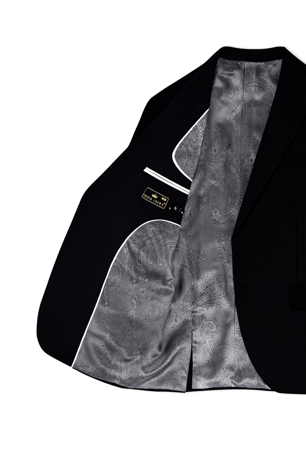 Onyx-Jade Black Diamond Textured Wool Rich Slight Stretch Single Breasted Suit