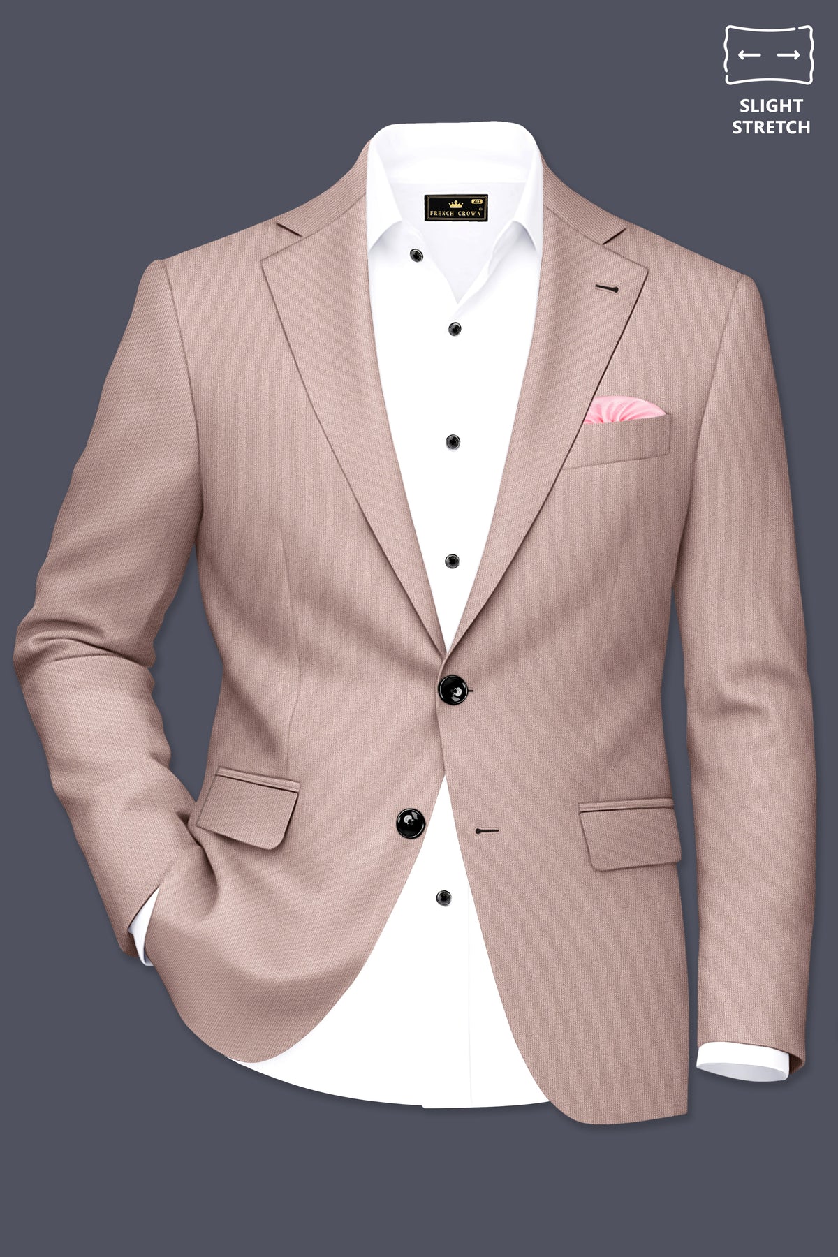 Amelio-Nomad Peach Diamond Textured Wool Rich Slight Stretch Single Breasted Suit