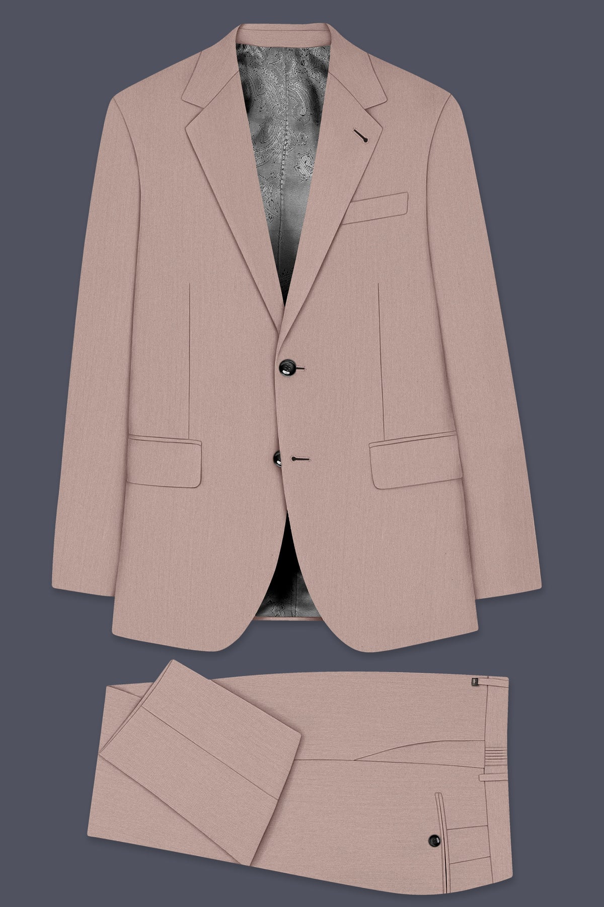 Amelio-Nomad Peach Diamond Textured Wool Rich Slight Stretch Single Breasted Suit