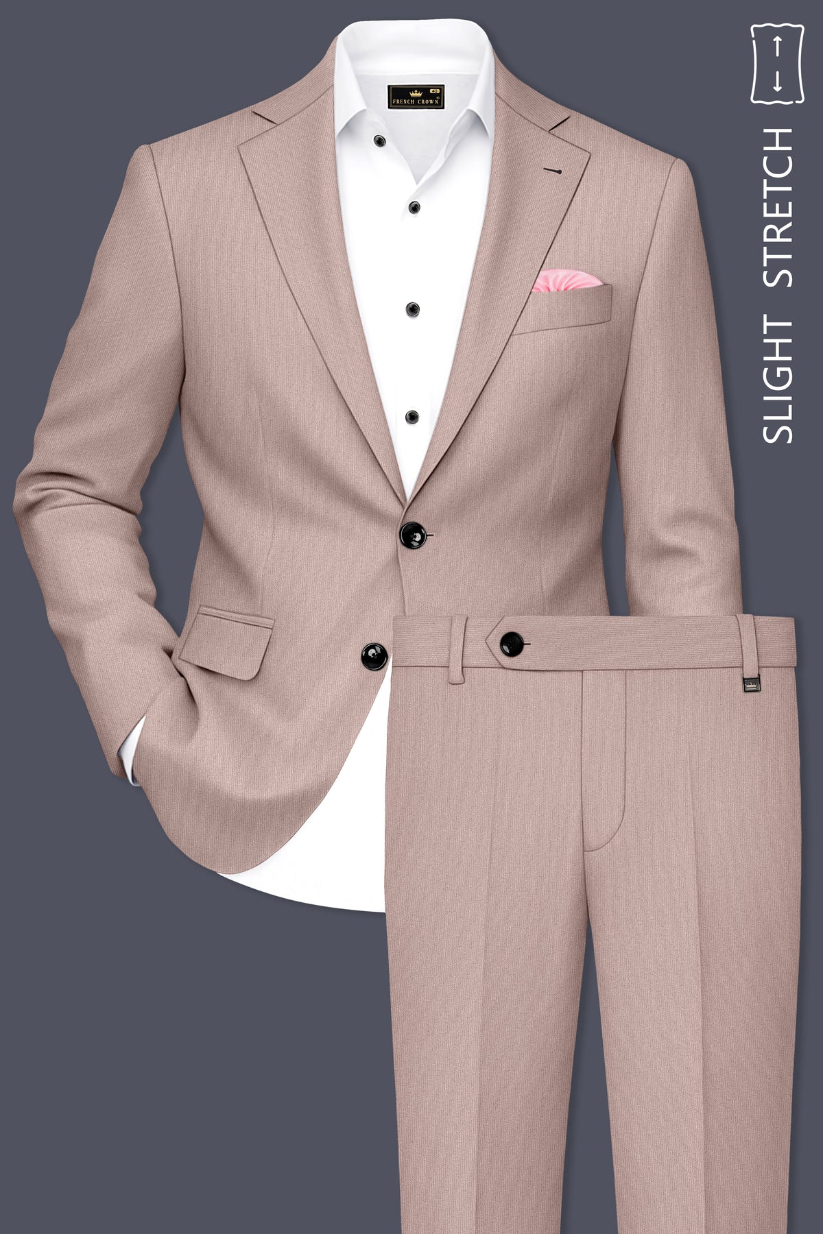 Amelio-Nomad Peach Diamond Textured Wool Rich Slight Stretch Single Breasted Suit