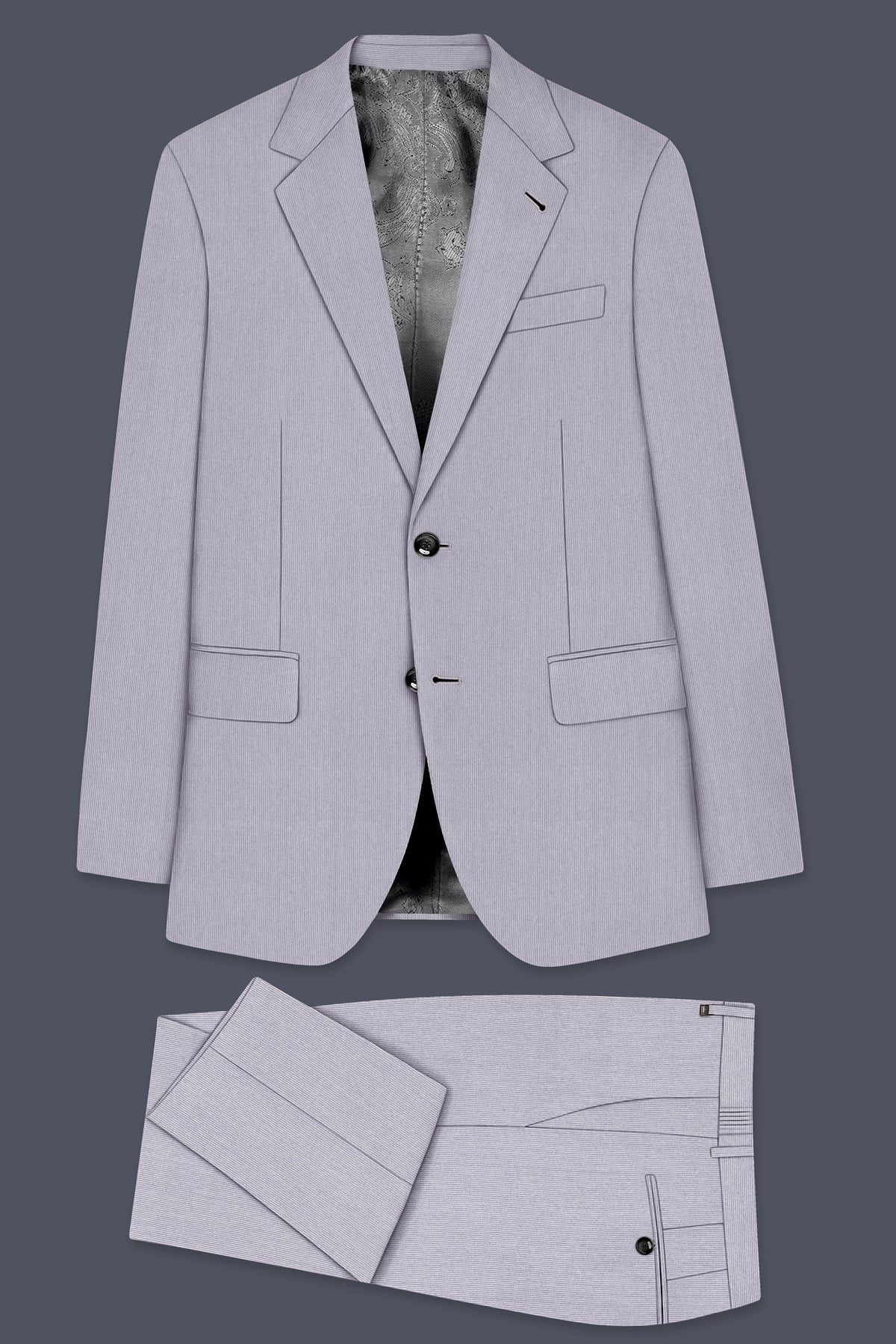 Virelli-Suva Gray Diamond Textured Wool Rich Slight Stretch Single Breasted Suit
