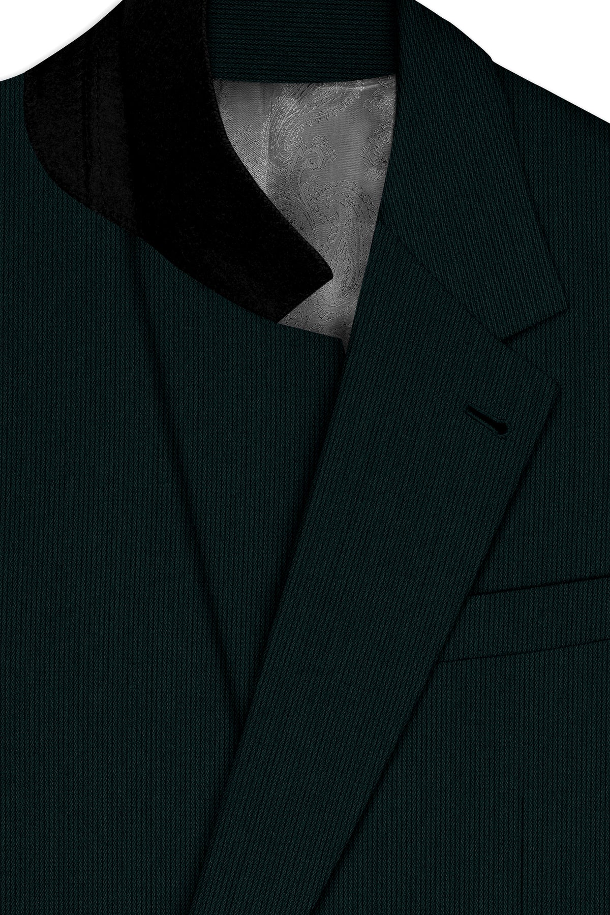 Viridian-Burnham Green Diamond Textured Wool Rich Slight Stretch Single Breasted Suit