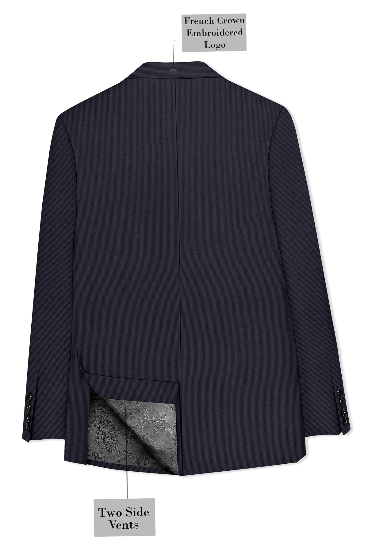 Aurelio-Charade Gray Diamond Textured Wool Rich Slight Stretch Double Breasted Suit