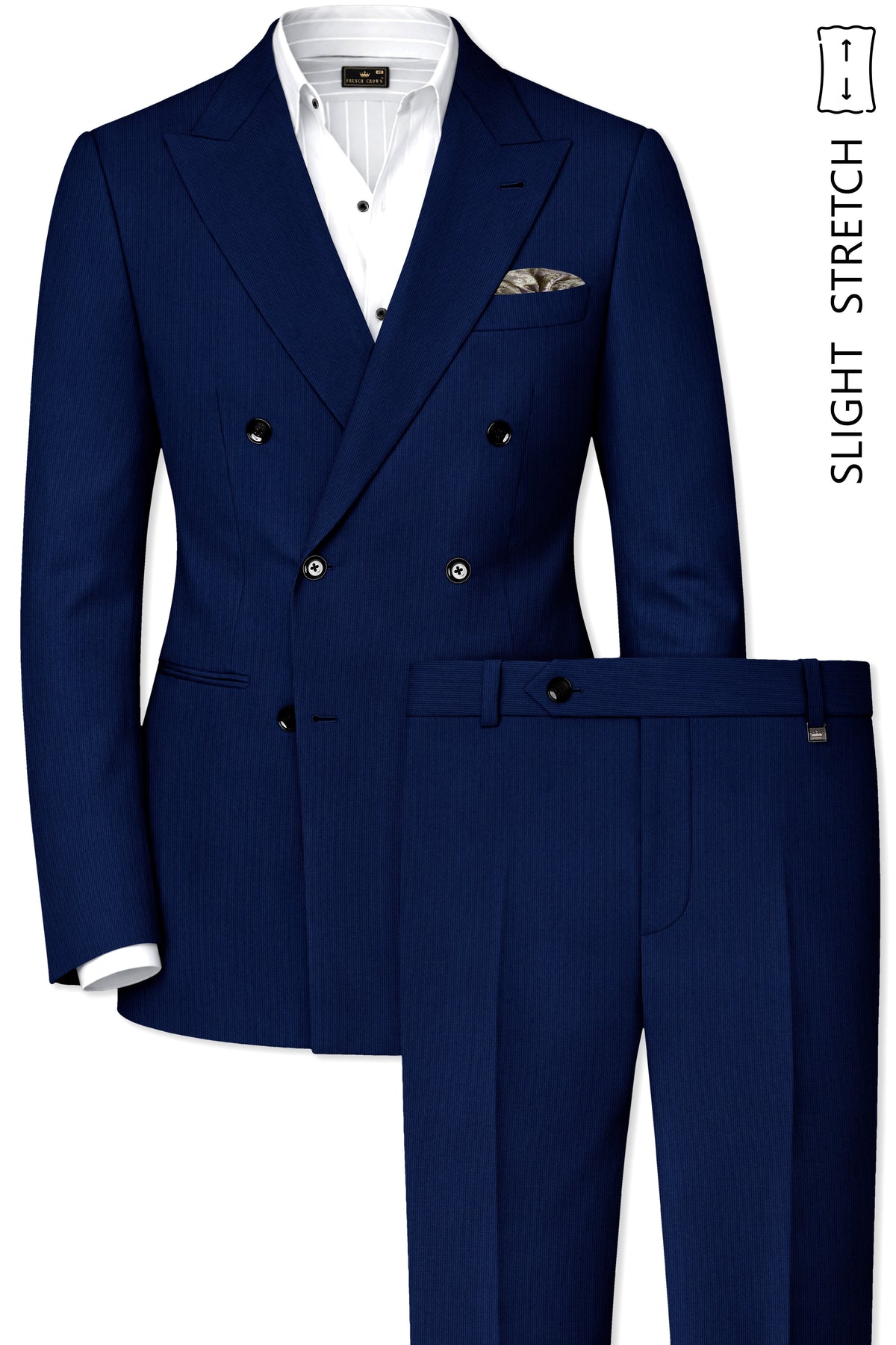 Velmont-Bunting Blue Diamond Textured Wool Rich Slight Stretch Double Breasted Suit
