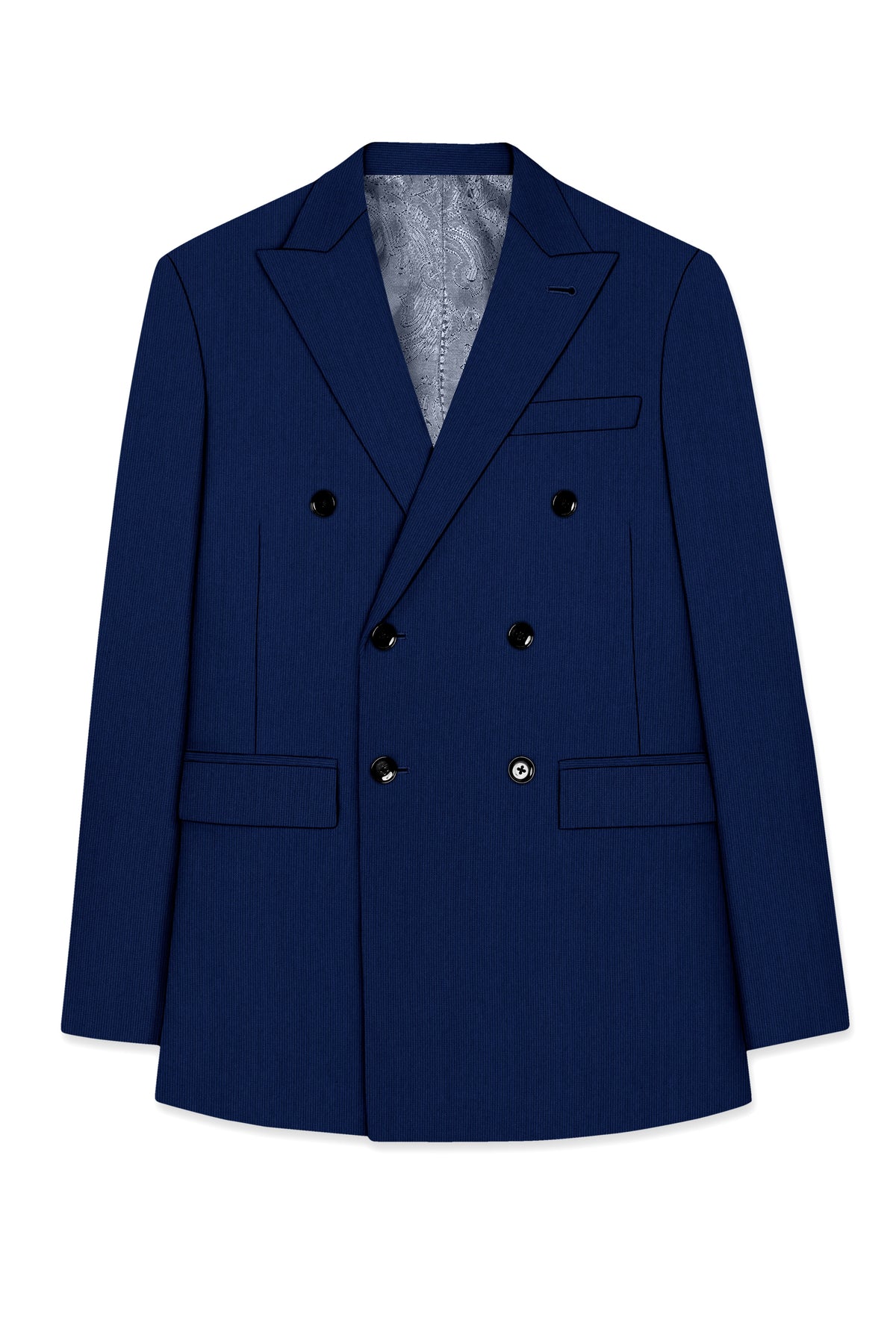 Velmont-Bunting Blue Diamond Textured Wool Rich Slight Stretch Double Breasted Suit