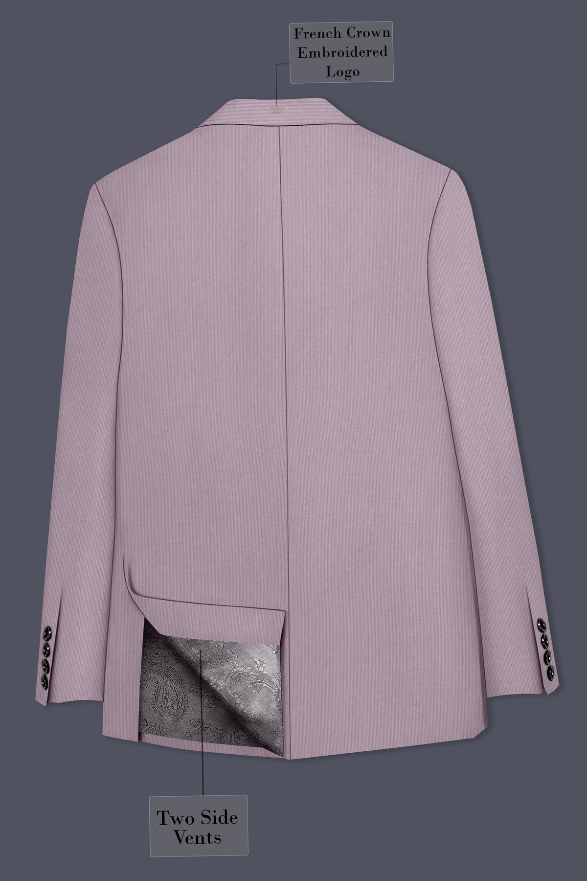 Celeste-Martini Pink Diamond Textured Wool Rich Slight Stretch Double Breasted Suit