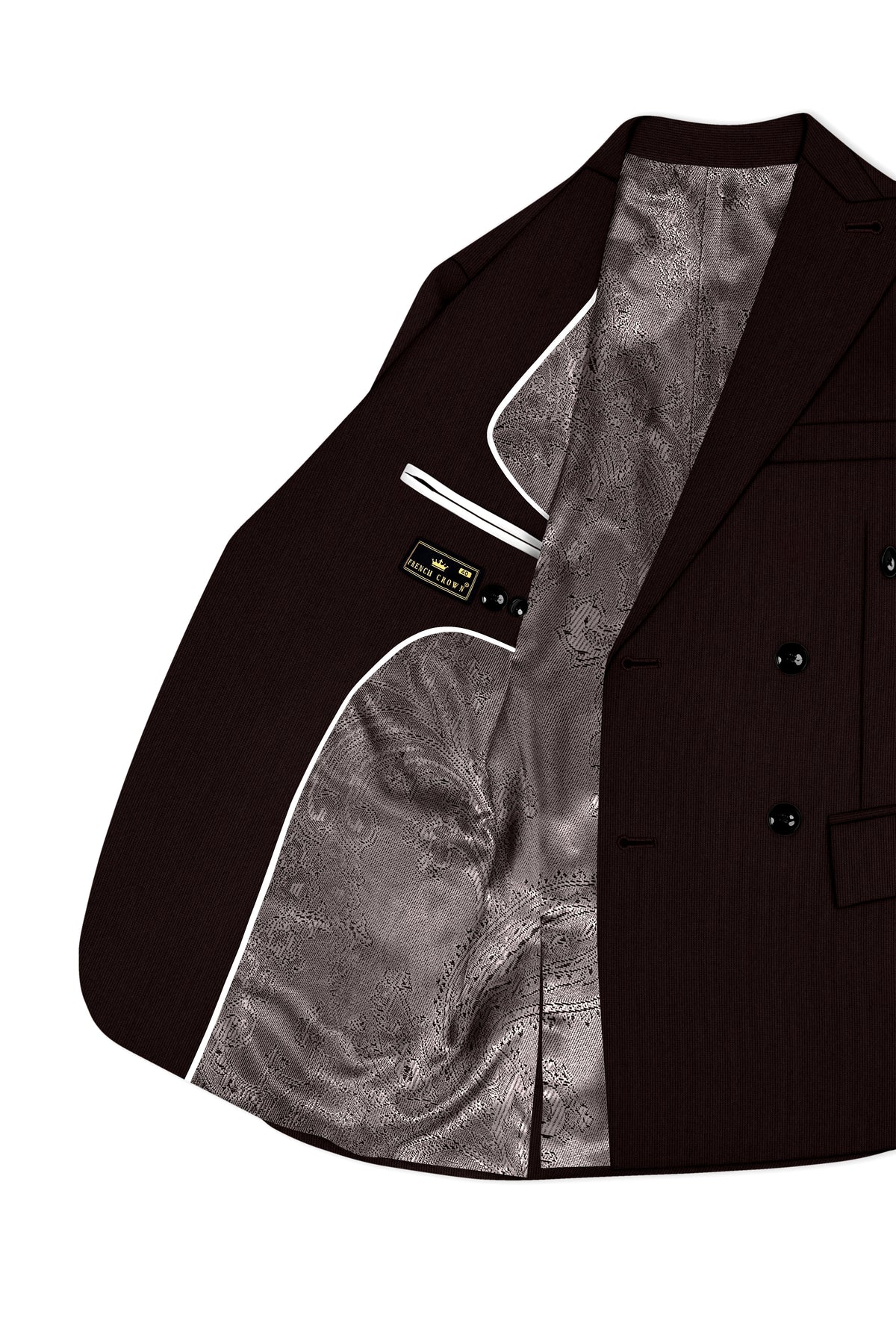 Terrano-Creole Brown Diamond Textured Wool Rich Slight Stretch Double Breasted Suit