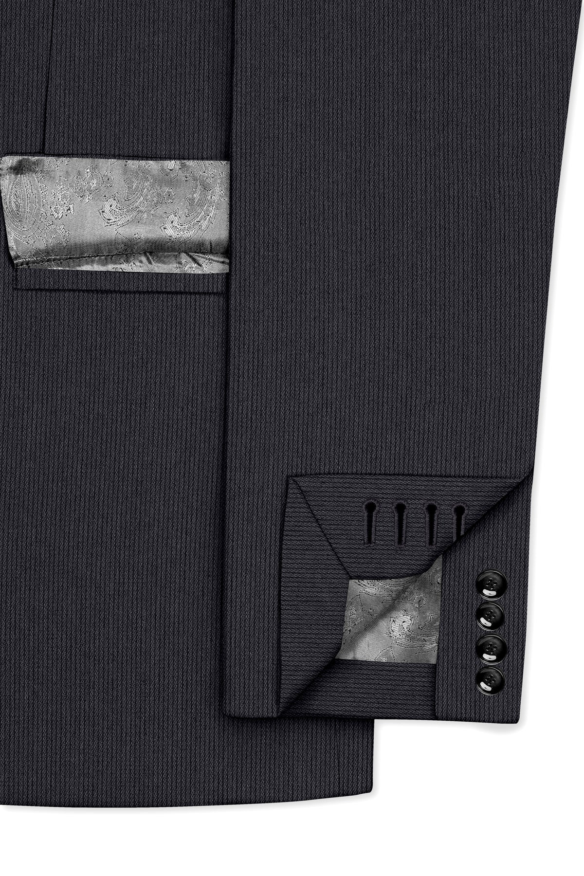 Axton-Baltic Sea Gray Diamond Textured Wool Rich Slight Stretch Double Breasted Suit