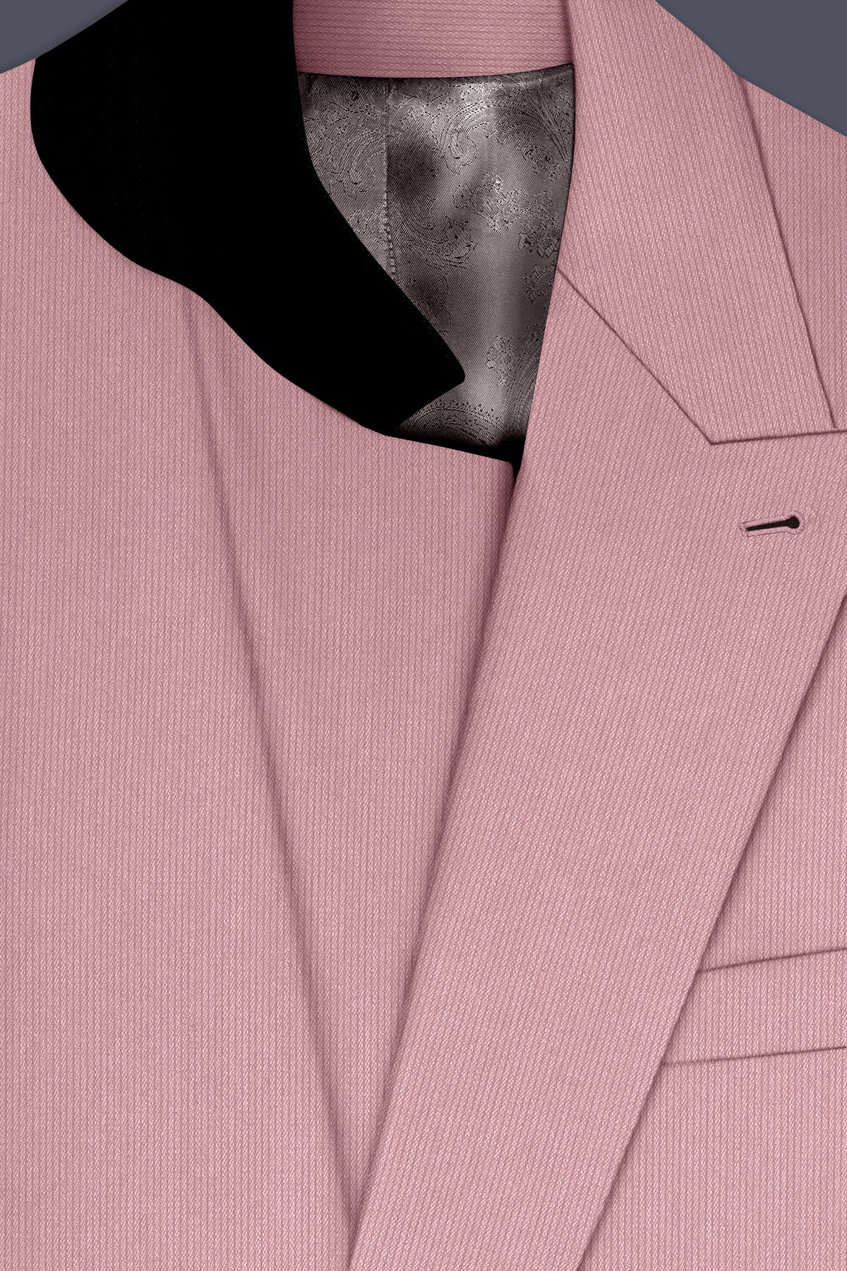 Isadora-Careys Pink Diamond Textured Wool Rich Slight Stretch Double Breasted Suit