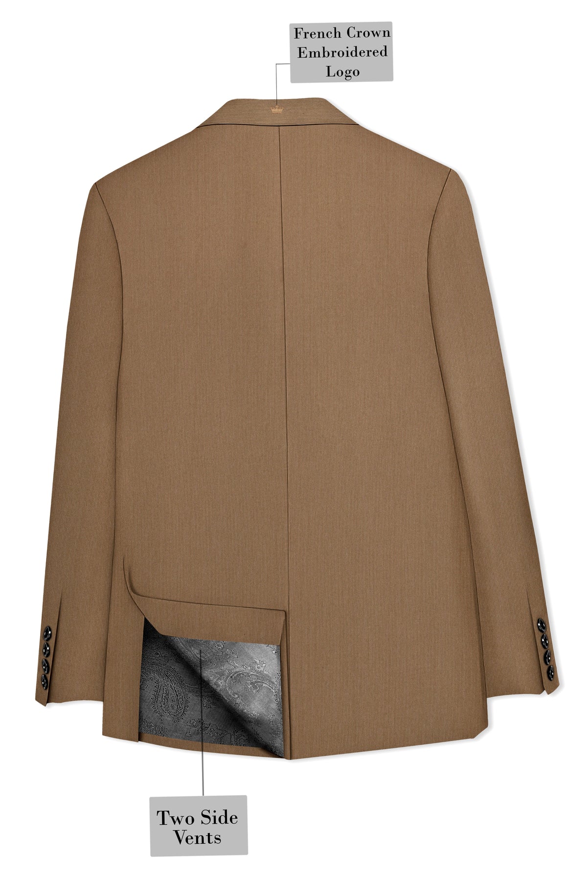 Weston-Millbrook Brown Diamond Textured Wool Rich Slight Stretch Double Breasted Suit