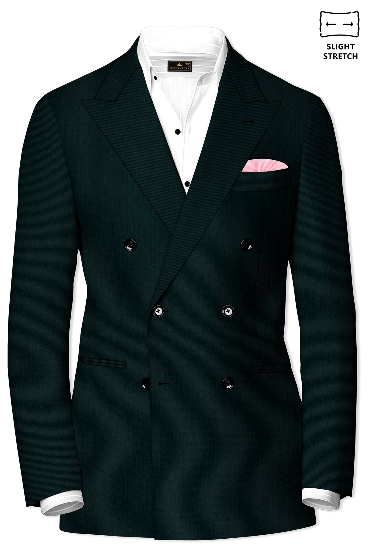 Viridian-Burnham Green Diamond Textured Wool Rich Slight Stretch Double Breasted Suit