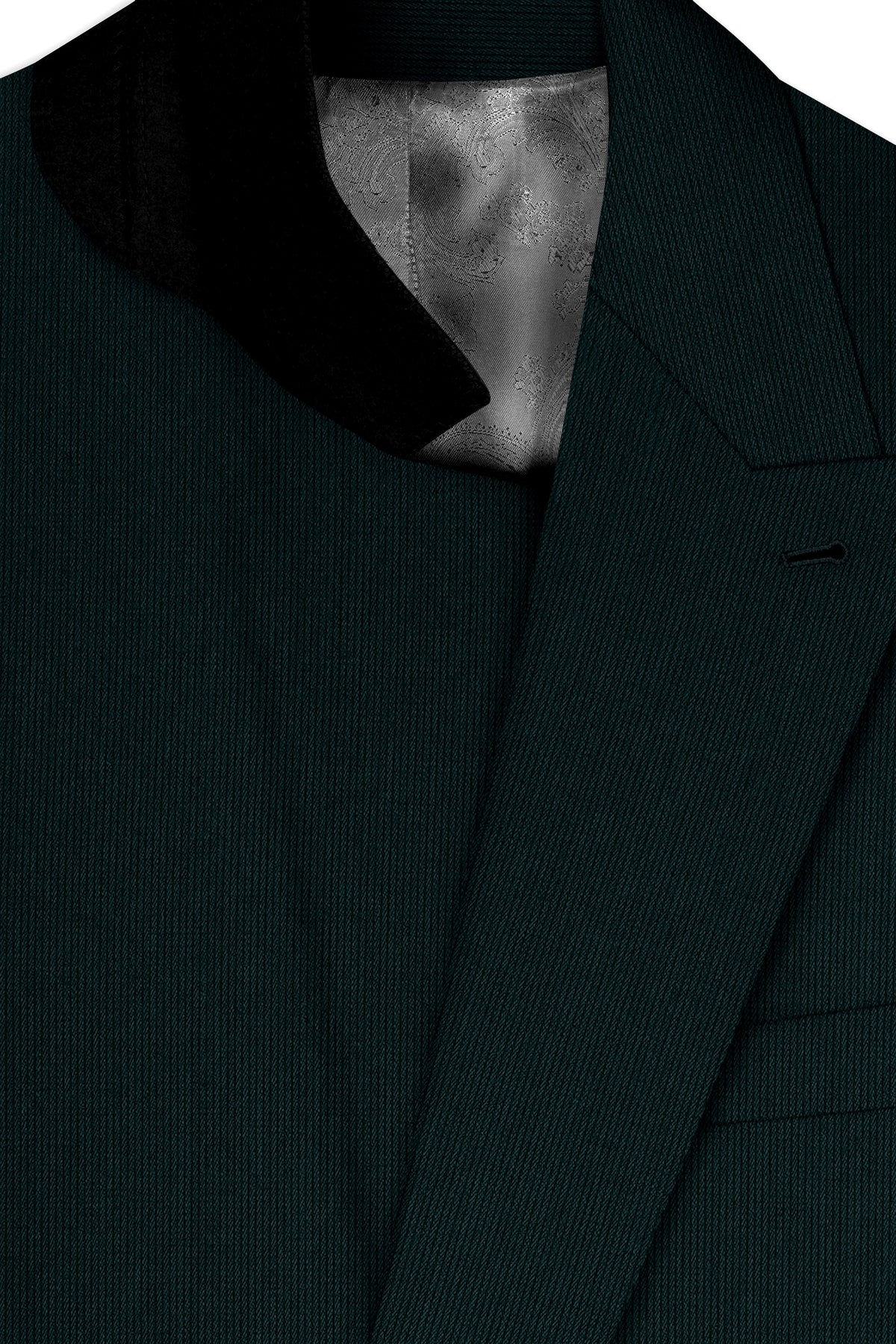 Viridian-Burnham Green Diamond Textured Wool Rich Slight Stretch Double Breasted Suit