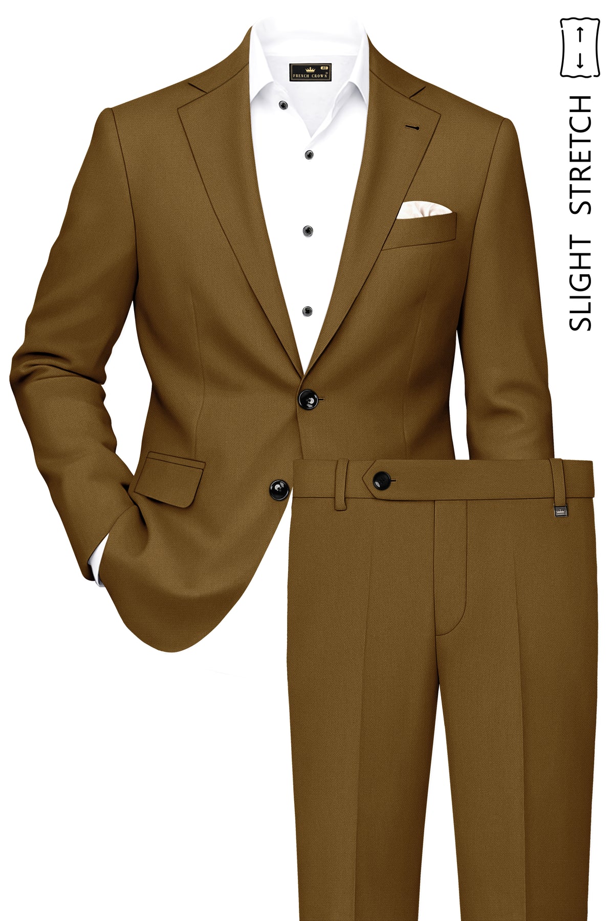 Sartoro-Otter Brown Diamond Textured Wool Rich Slight Stretch Single Breasted Suit