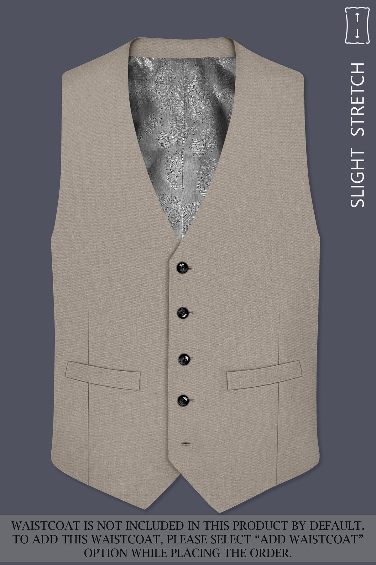 Mavren-Taupe Brown Diamond Textured Wool Rich Slight Stretch Single Breasted Suit