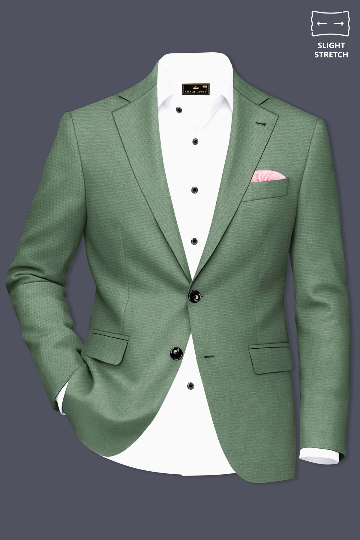 Avon-Glade Green Diamond Textured Wool Rich Slight Stretch Single Breasted Suit
