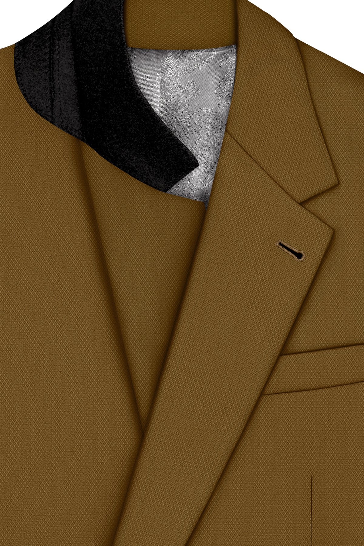 Sartoro-Otter Brown Diamond Textured Wool Rich Slight Stretch Double Breasted Suit