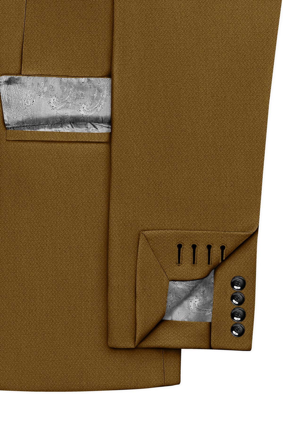Sartoro-Otter Brown Diamond Textured Wool Rich Slight Stretch Double Breasted Suit