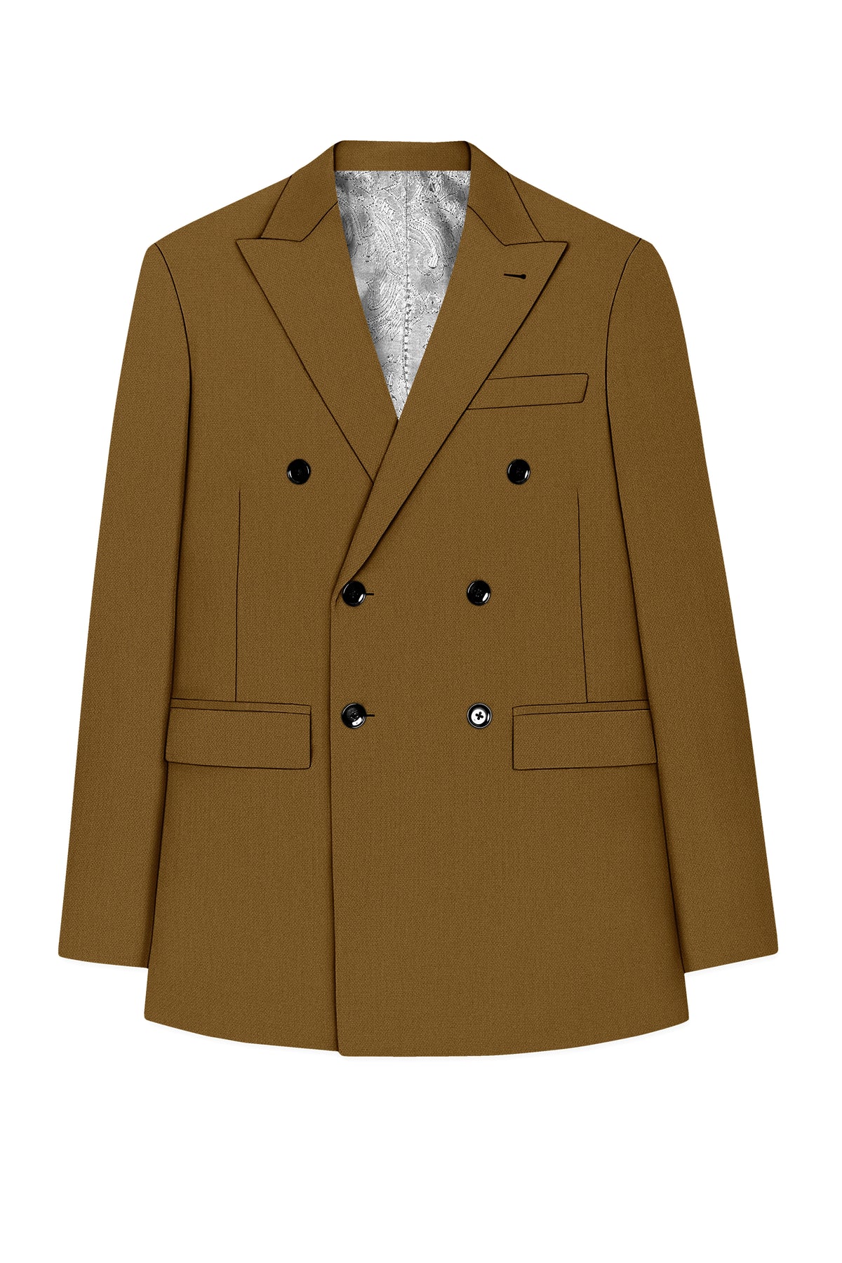 Sartoro-Otter Brown Diamond Textured Wool Rich Slight Stretch Double Breasted Suit
