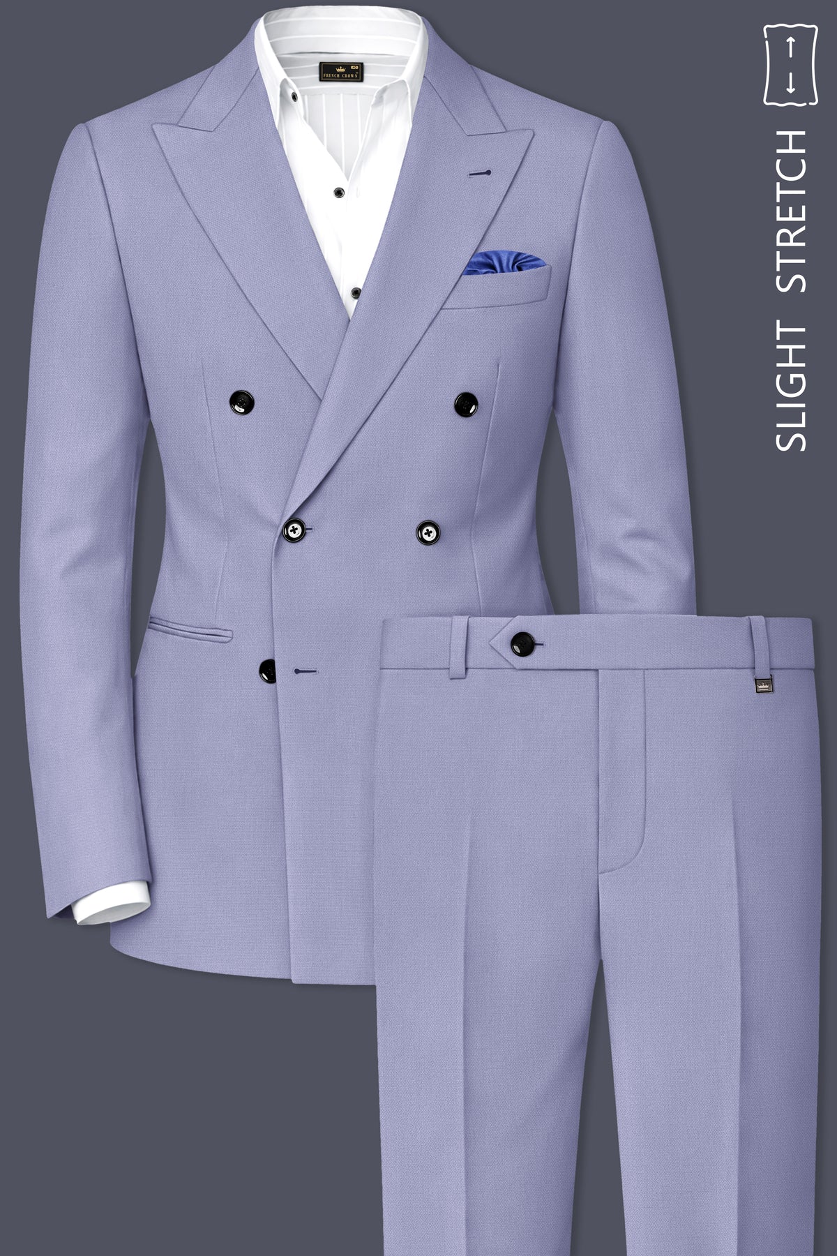 Royale-Chatelle Purple Diamond Textured Wool Rich Slight Stretch Double Breasted Suit