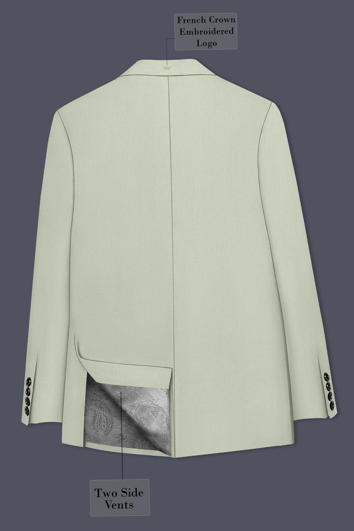 Olivier-Pixie Green Diamond Textured Wool Rich Slight Stretch Double Breasted Suit