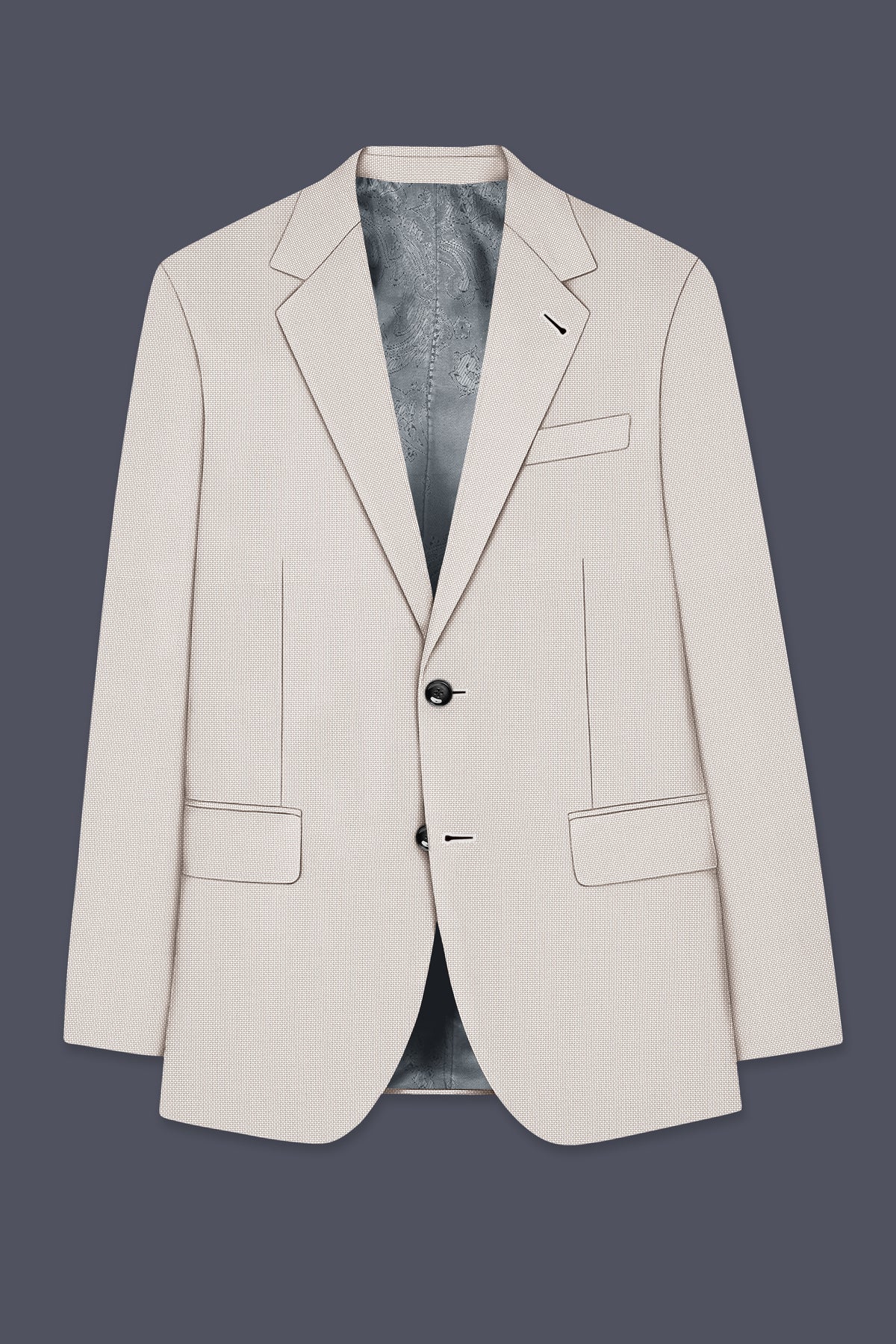 Dorian-Gainsboro Gray Diamond Textured Wool Rich Slight Stretch Single Breasted Suit