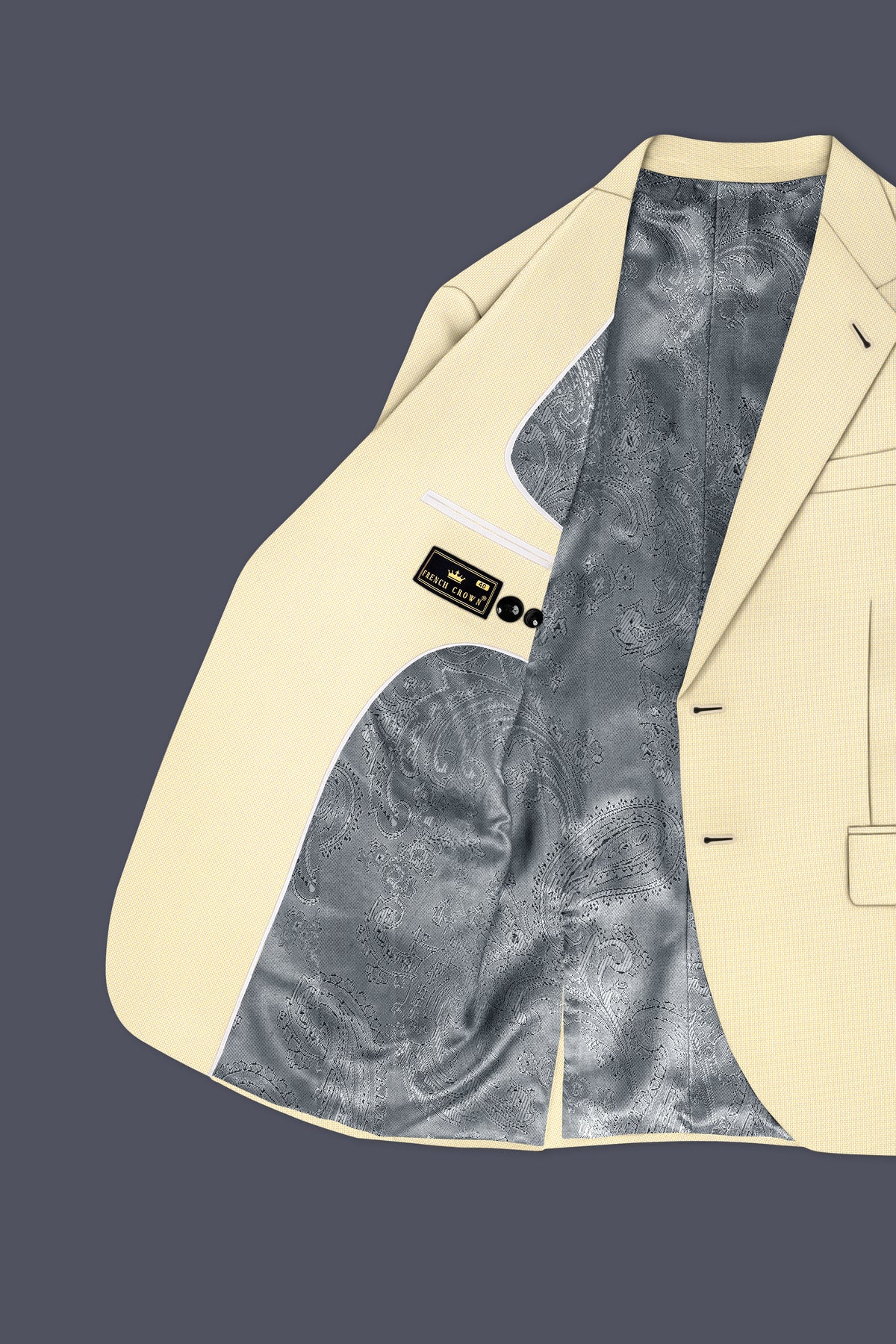 Lumine-Bavarian Cream Diamond Textured Wool Rich Slight Stretch Single Breasted Suit