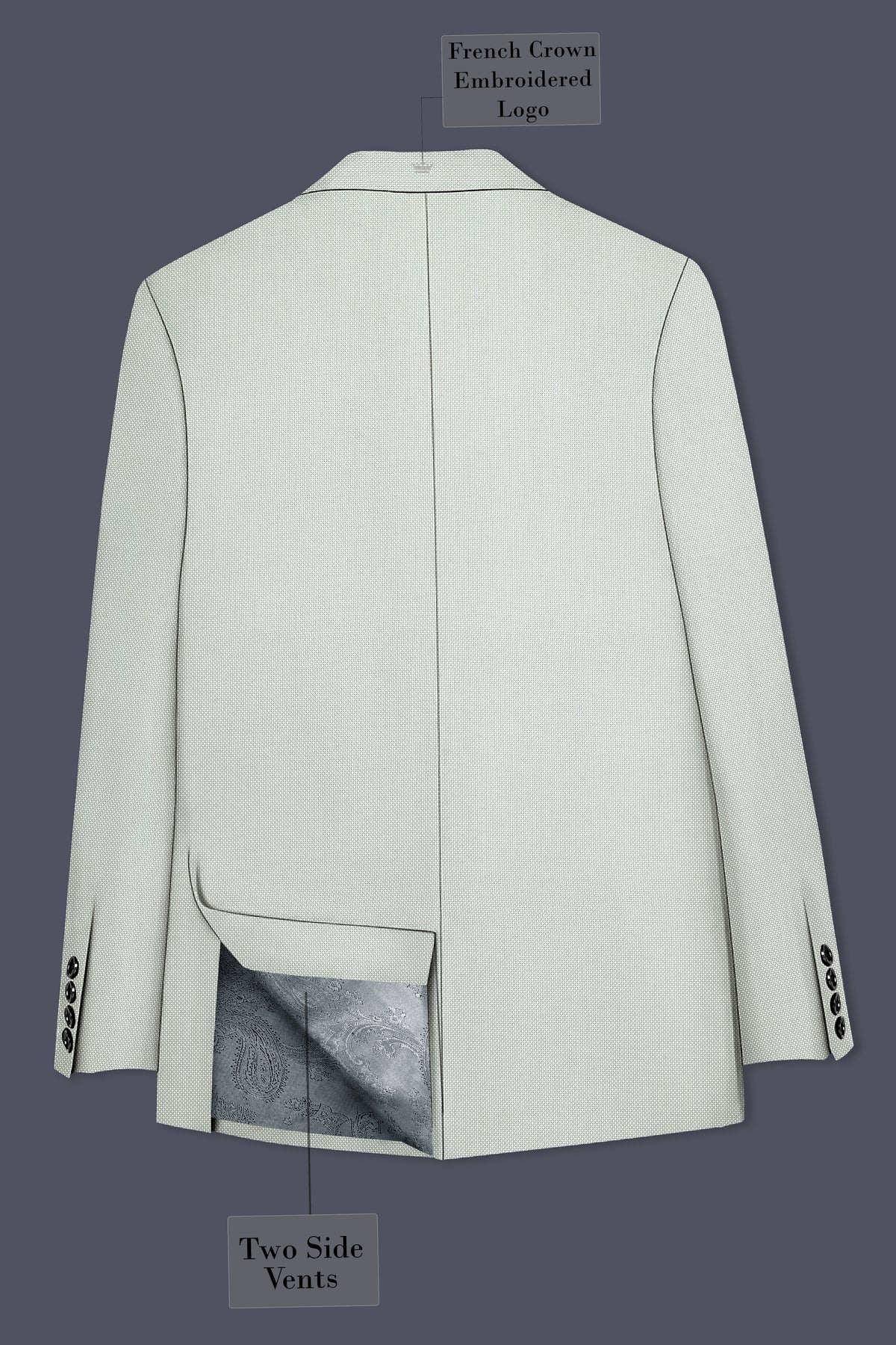 Cavell-Ash Gray Diamond Textured Wool Rich Slight Stretch Single Breasted Suit