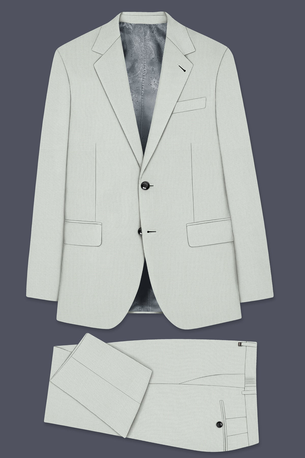 Cavell-Ash Gray Diamond Textured Wool Rich Slight Stretch Single Breasted Suit