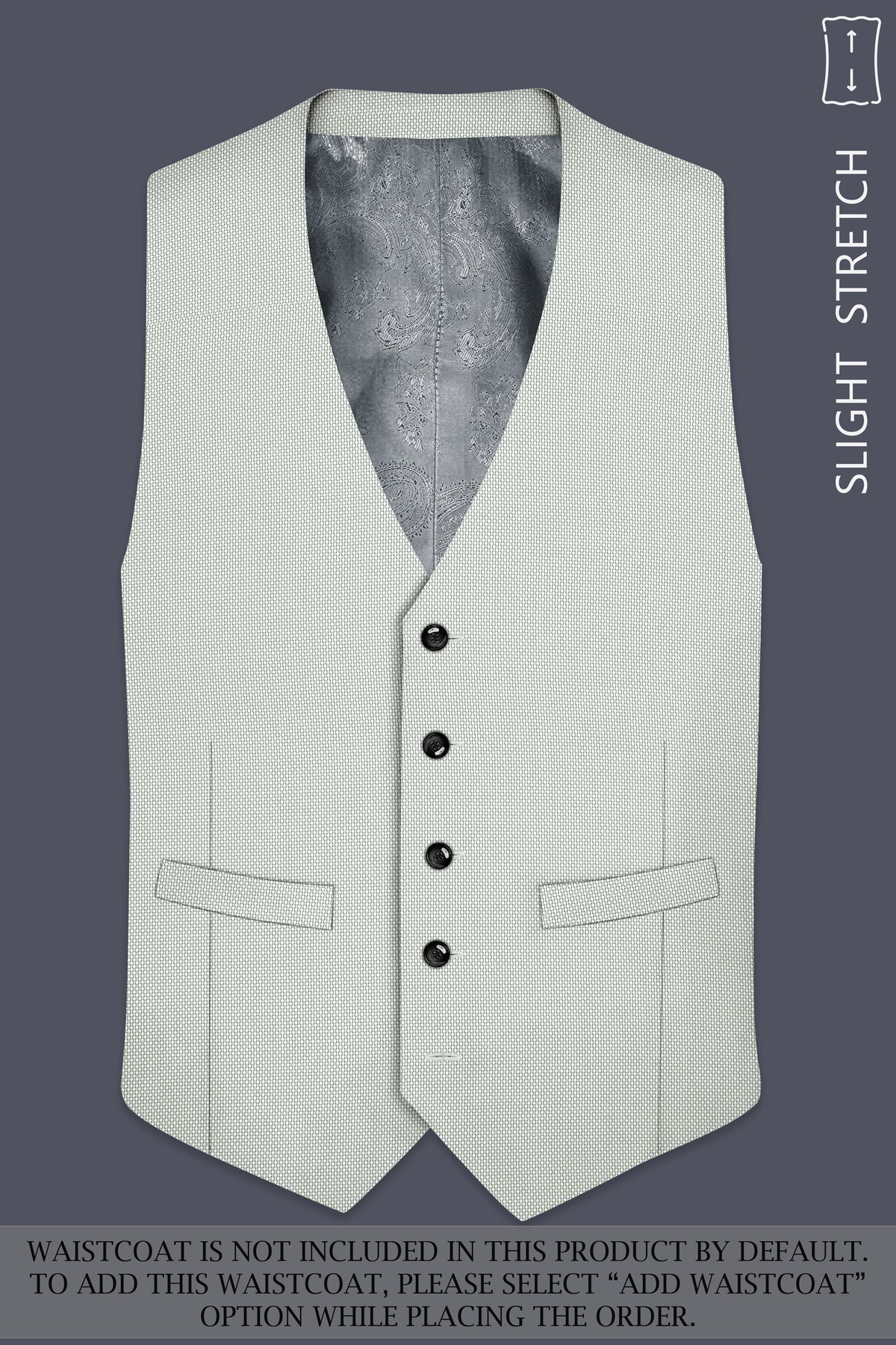 Cavell-Ash Gray Diamond Textured Wool Rich Slight Stretch Single Breasted Suit