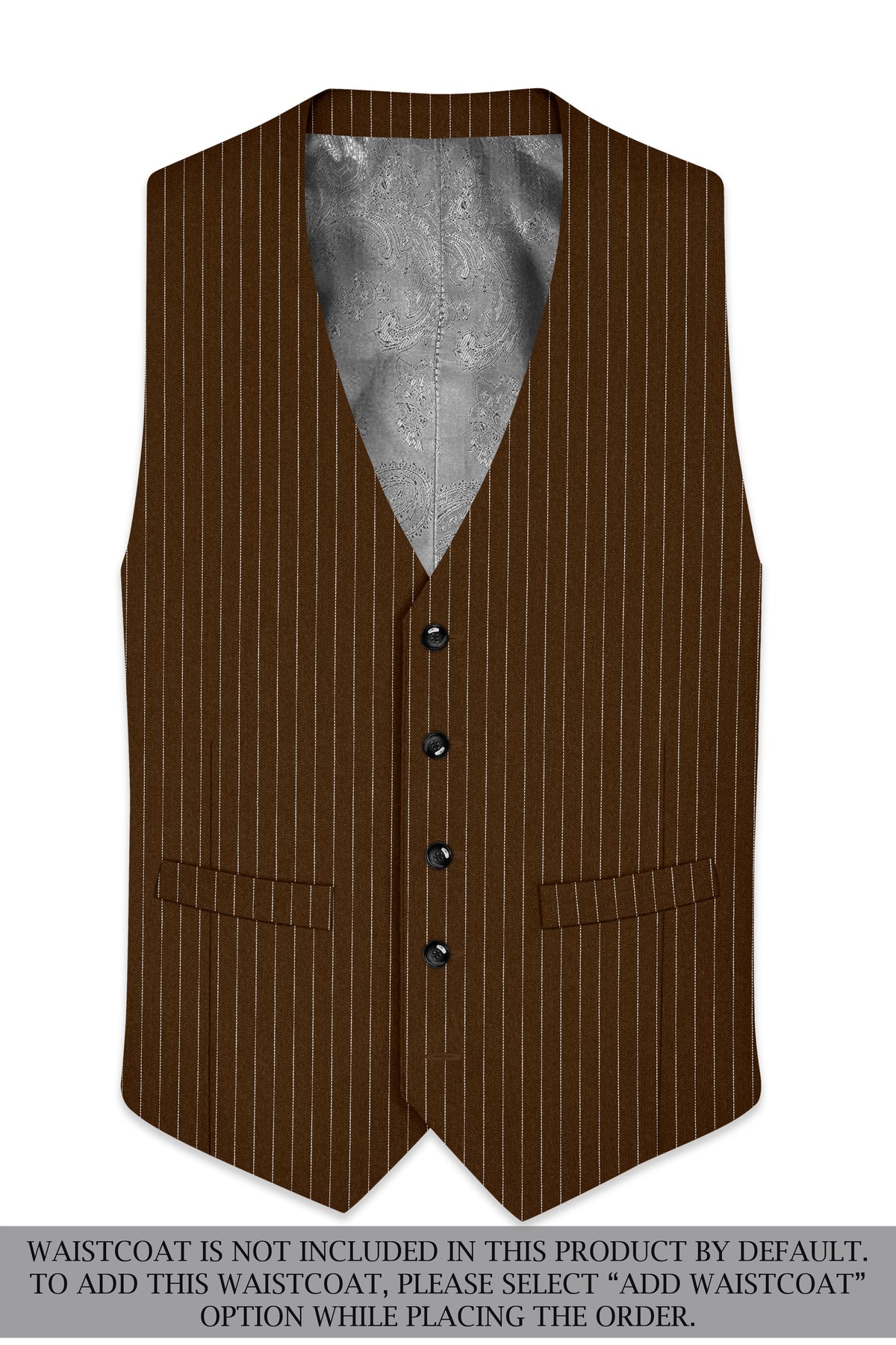 Everton-Clinker Brown Chalk Striped Wool Rich Wrinkle-Free Fluid Drape Fabric Single Breasted Suit