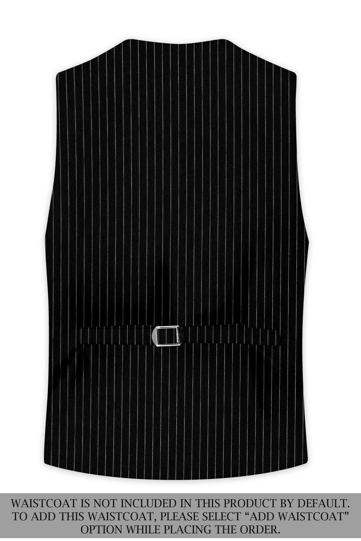 Noble-Jade Black Chalk Striped Wool Rich Wrinkle-Free Fluid Drape Fabric Tuxedo Suit