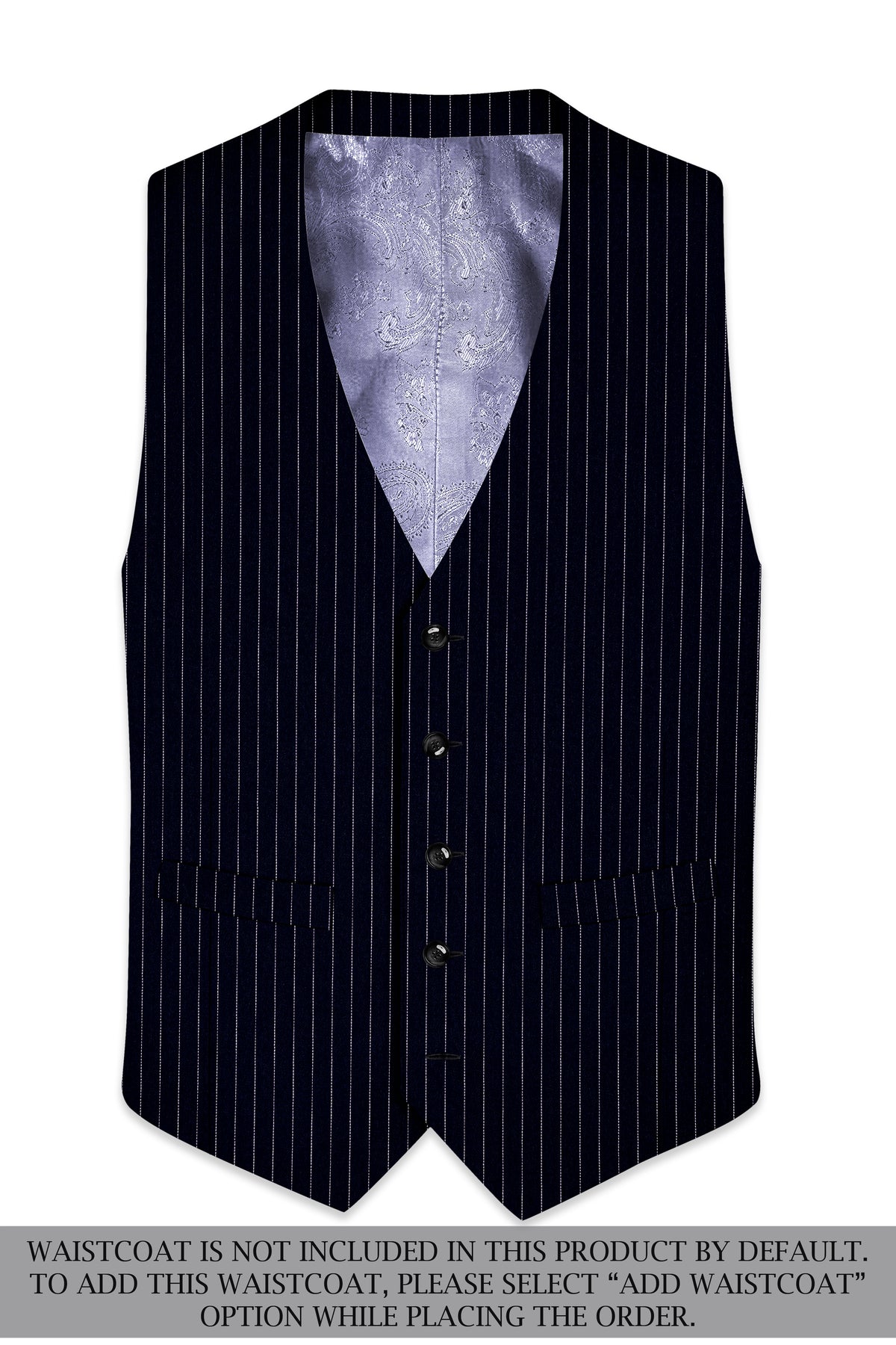 Windsor-Navy Blue Chalk Striped Wool Rich Wrinkle-Free Fluid Drape Fabric Tuxedo Suit