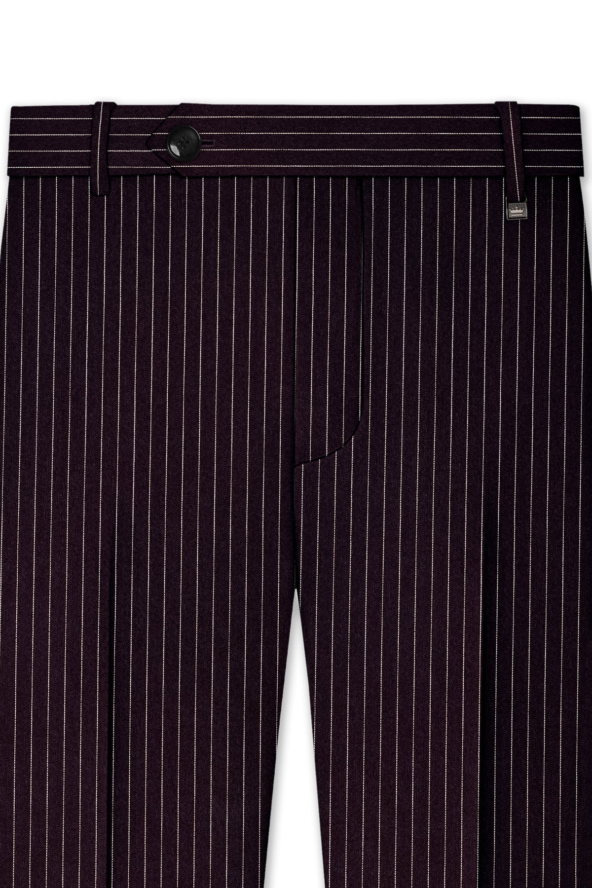 Vesper-Gondola Maroon Chalk Striped Wool Rich Wrinkle-Free Fluid Drape Fabric Bandhgala Suit