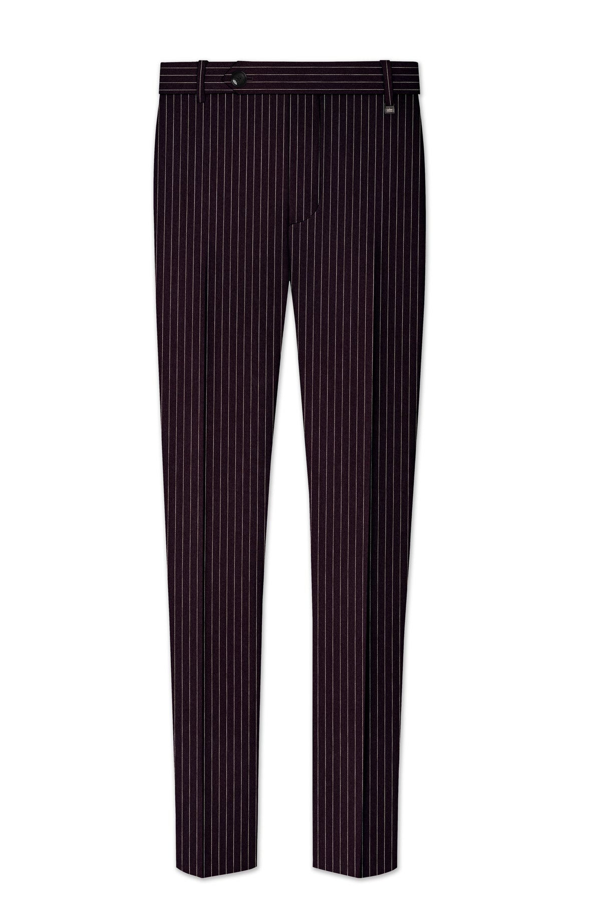 Vesper-Gondola Maroon Chalk Striped Wool Rich Wrinkle-Free Fluid Drape Fabric Bandhgala Suit