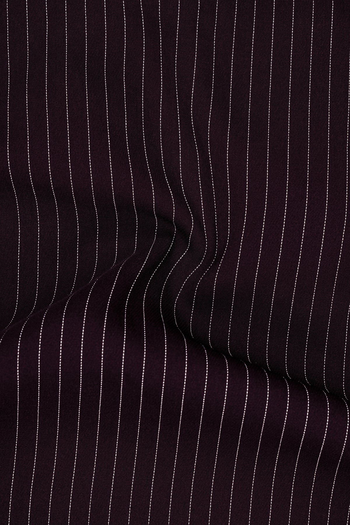 Vesper-Gondola Maroon Chalk Striped Wool Rich Wrinkle-Free Fluid Drape Fabric Bandhgala Suit
