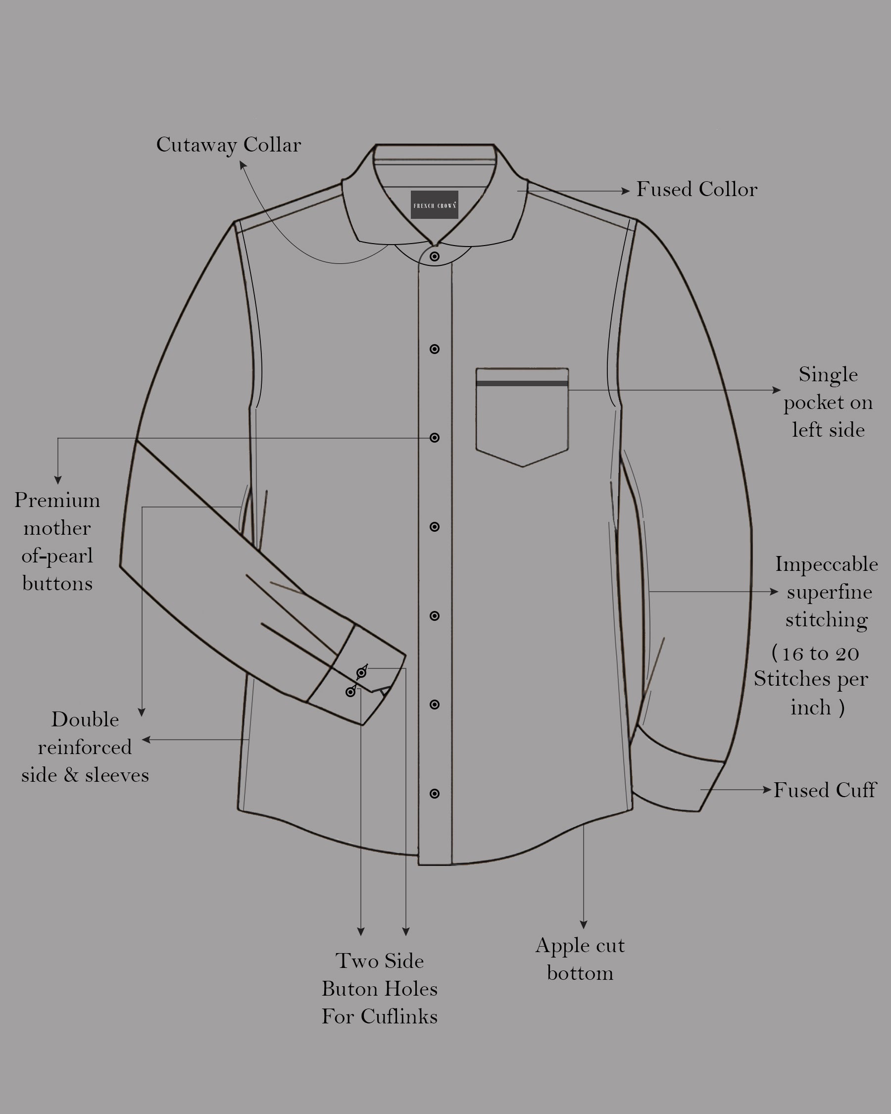 Celeste Gray and White Checkered Dobby Textured Premium Giza Cotton Shirt