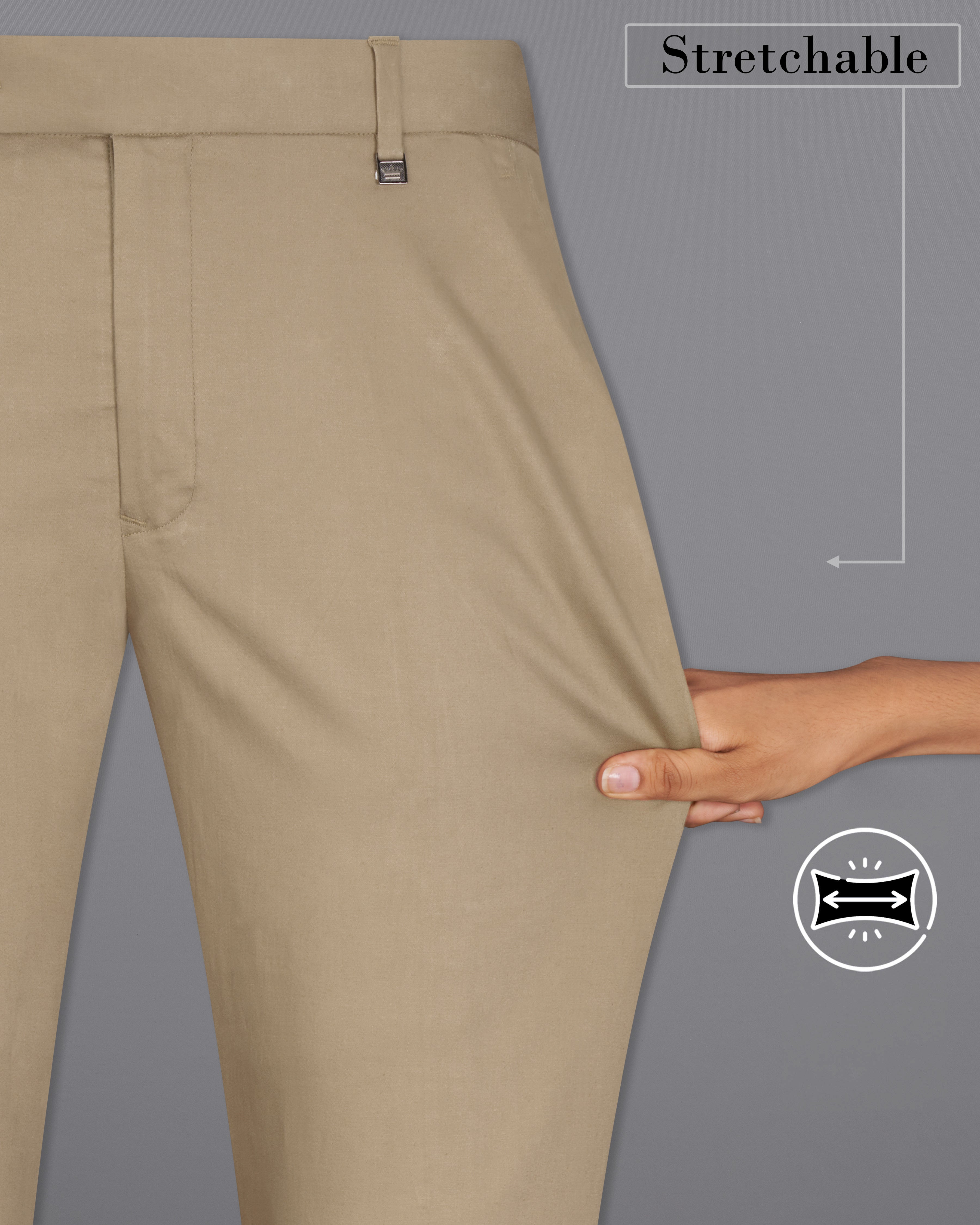 Quicksand Brown Stretchable Premium Cotton traveler Pant T2652-28, T2652-30, T2652-32, T2652-34, T2652-36, T2652-38, T2652-40, T2652-42, T2652-44
