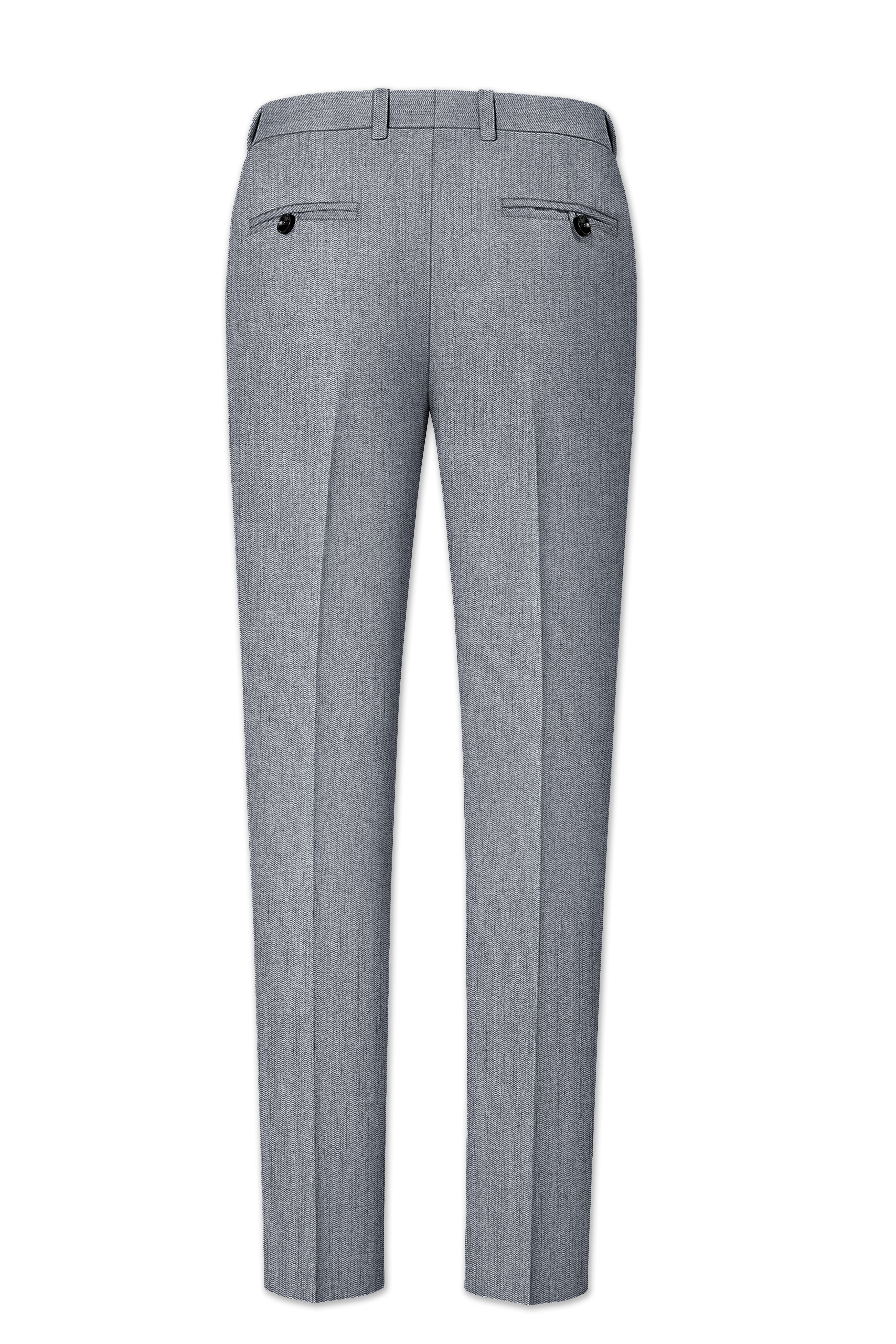 Spun Pearl Grey Herringbone Premium Cotton Pant