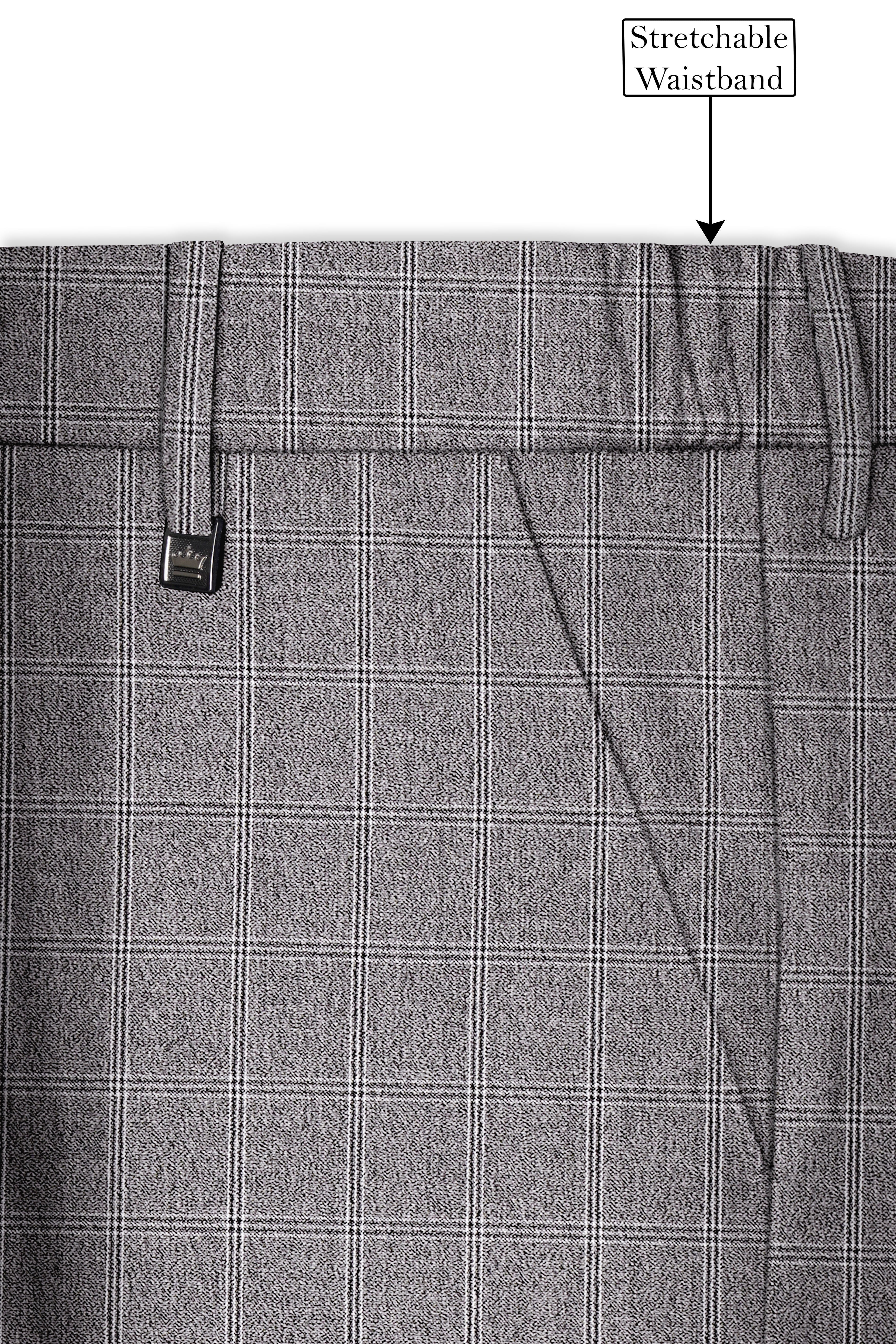 Manatee Grey windowpane Wool Rich Pant