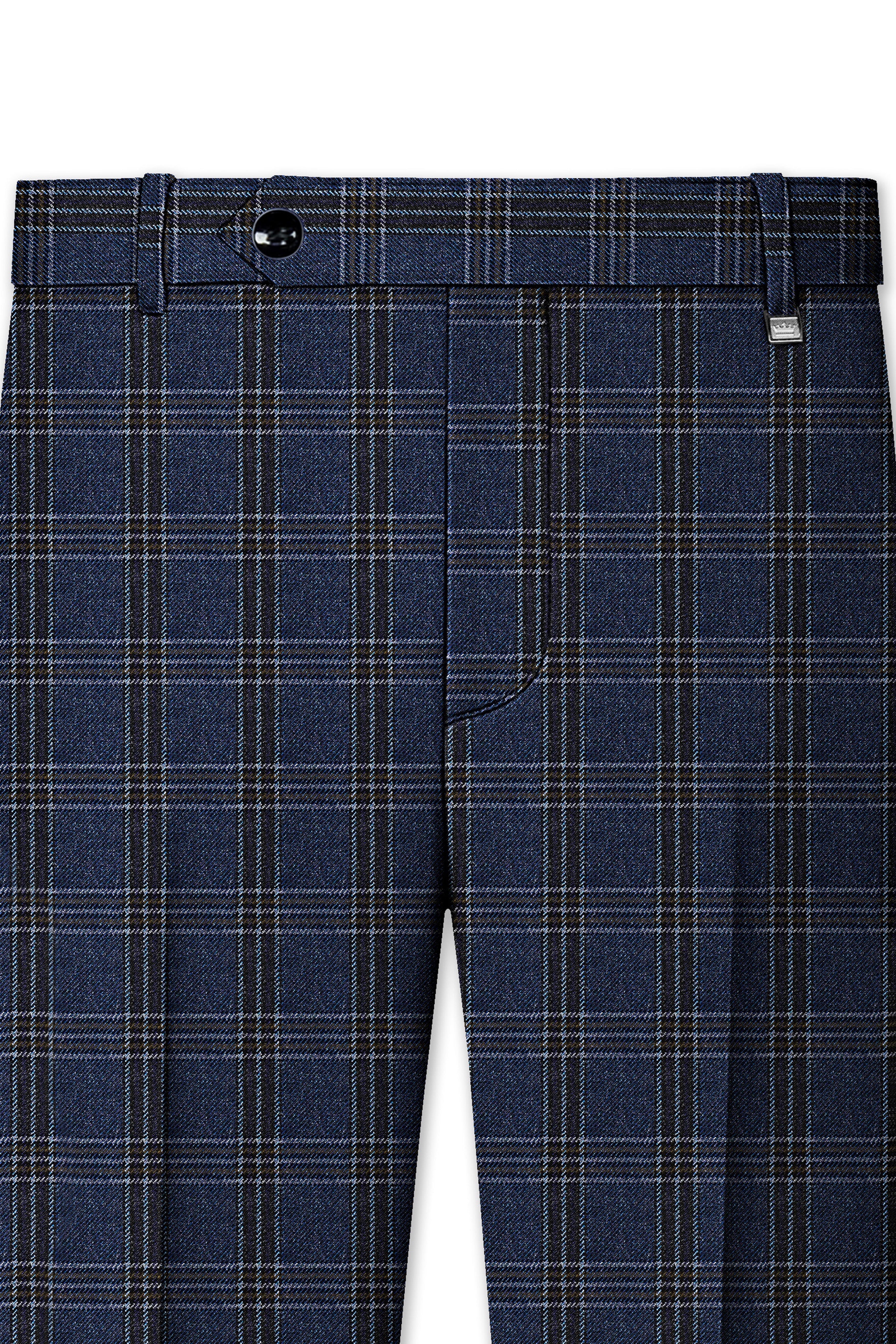Licorice Blue Plaid heavyweight tweed Wool Rich Pant