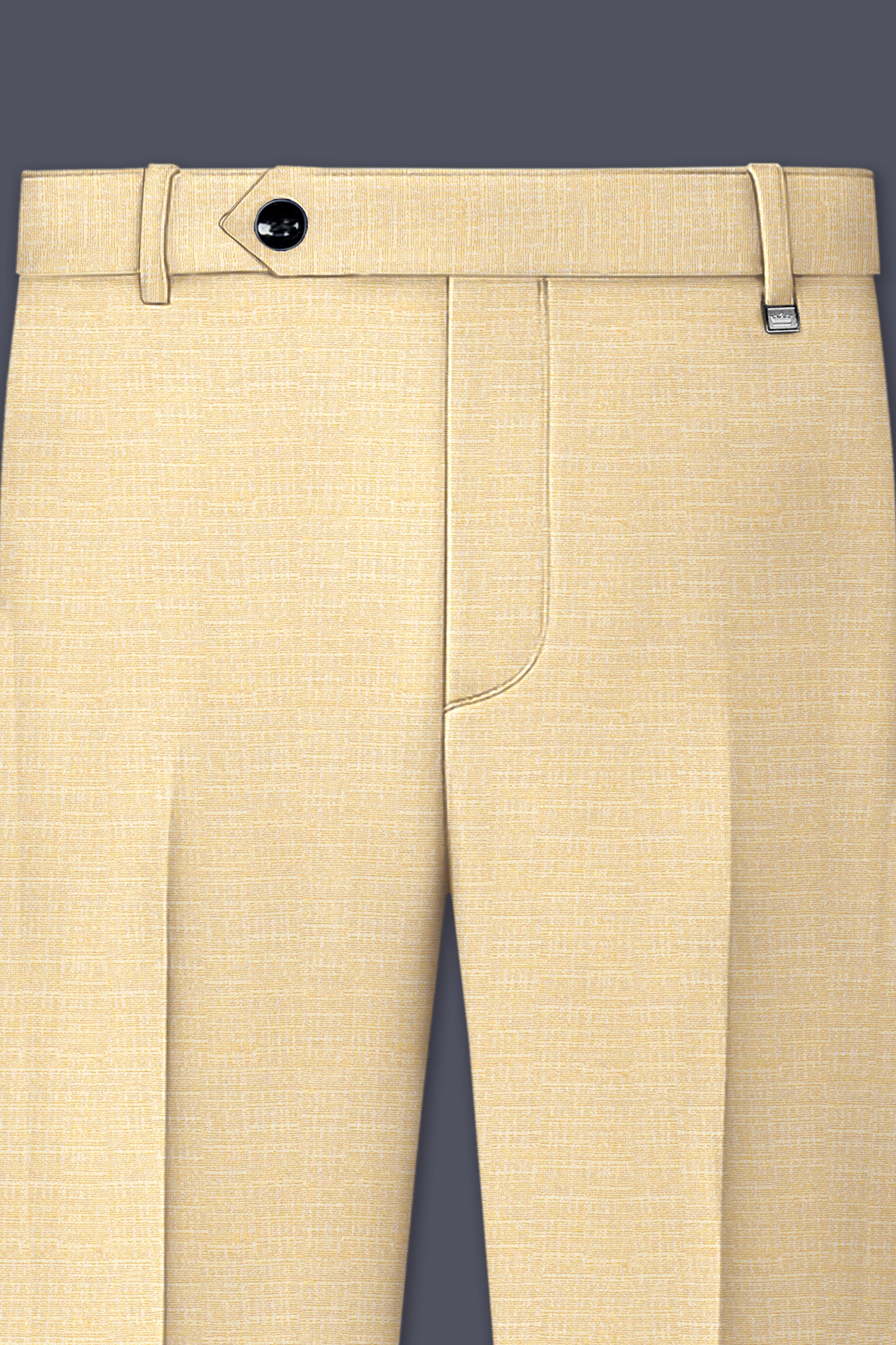 Derby Yellow Textured Stretchable Waistband Pant
